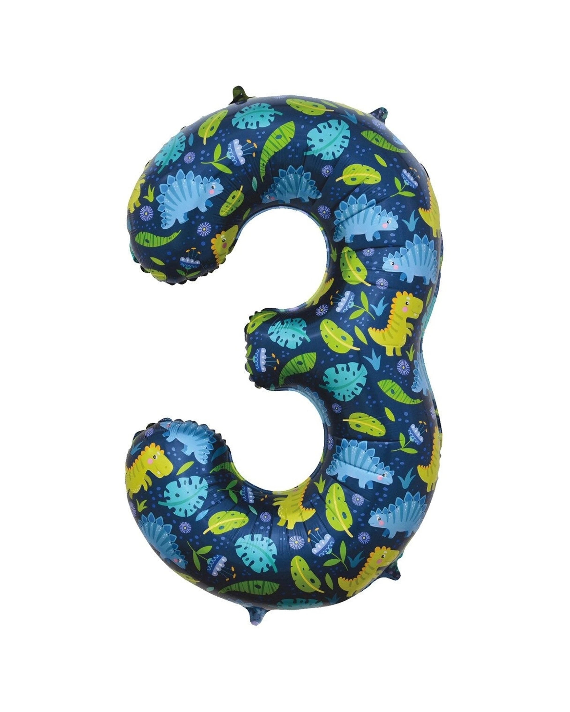 1 Meteor Party Numeral Foil Balloon Dino Number 3 34in - Multi, 1 of 1