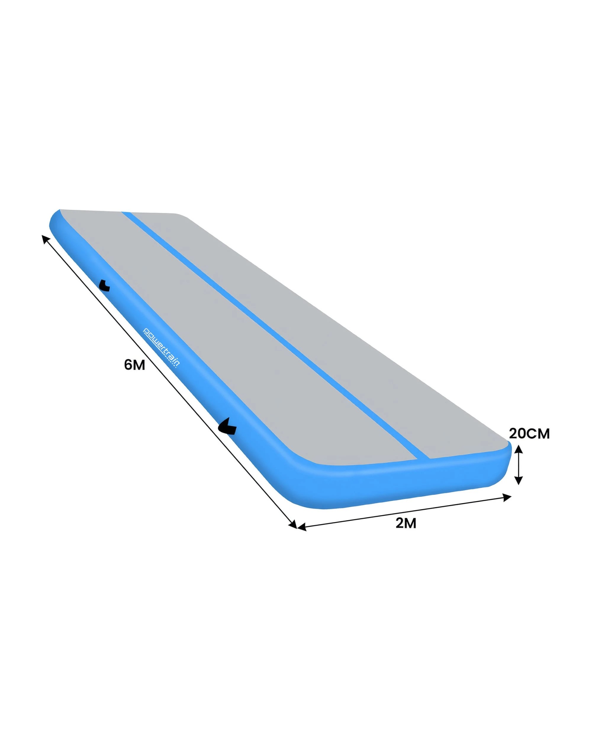 3 Powertrain 6M x 2M 20cm Air Track Gymnastics Tumbling Airtrack Exercise Yoga Mat Balance Beam Inflatable - Blue, 3 of 5