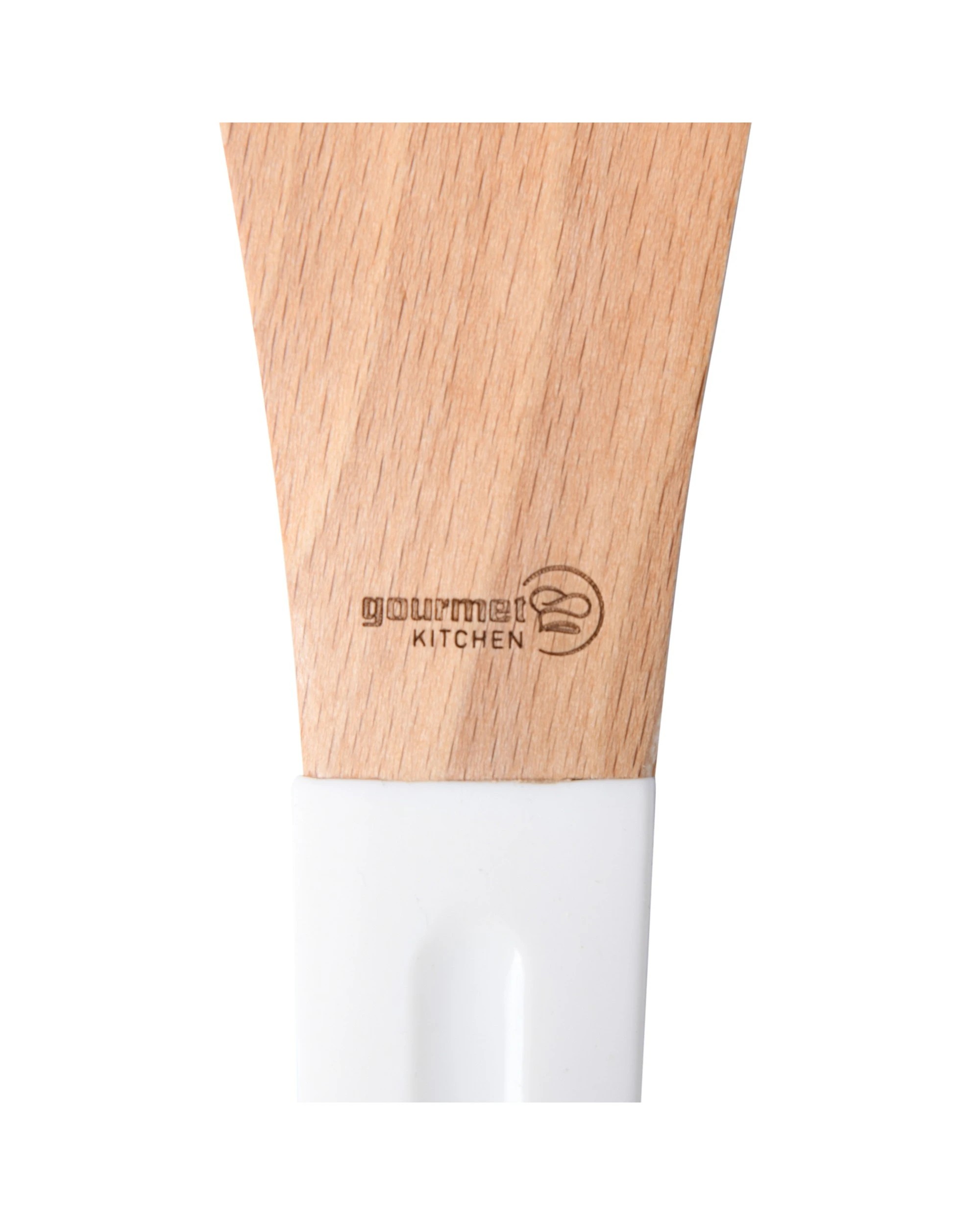 7 Gourmet Kitchen Rustic Beech Wood Slotted Spoon with Silicone Grip - White, 7 of 9