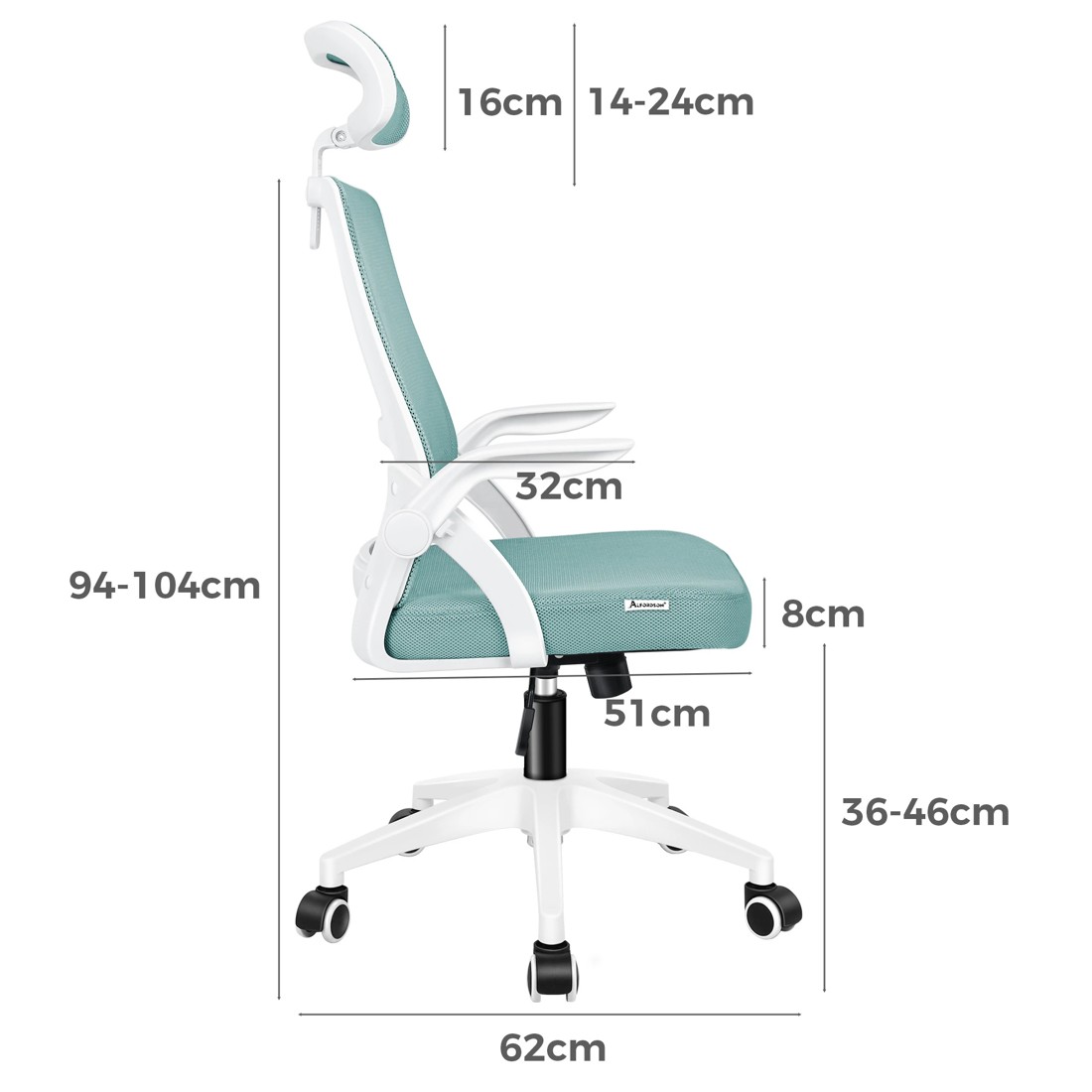 7 Alfordson Mesh Office Chair Executive Computer Seat Fabric Tilt Gaming Racing - Cyan, 7 of 10