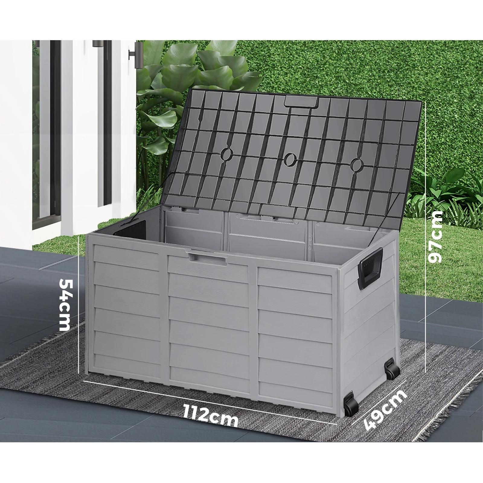 2 Livsip 290L Outdoor Storage Box Container Garden Chest Deck Tool Toy Lockable - Grey, 2 of 9
