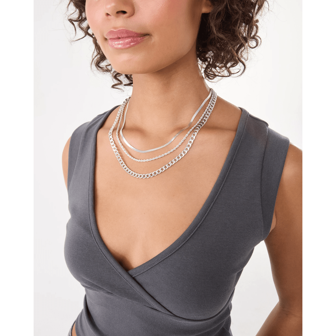 3 3 Pack Essential Chain Necklace - Silver Tone, 3 of 9