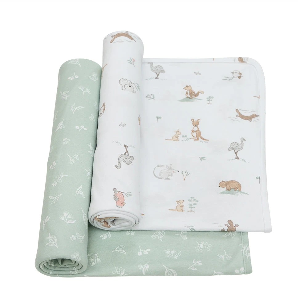 1 Living Textiles Australiana Muslin Baby Swaddle Wraps 2 Pack – Assorted, 1 of 5