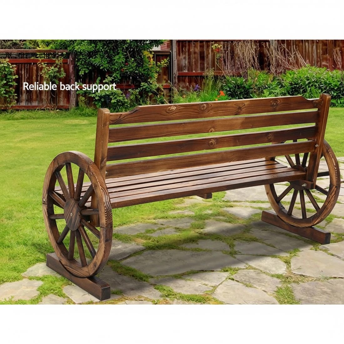 4 Gardeon Outdoor Garden Bench Wooden 3 Seat Wagon Chair Lounge Patio Furniture - Brown, 4 of 5