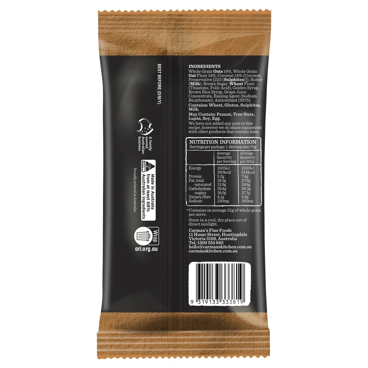 2 Carman's Golden Oat & Coconut Slice 70g, 2 of 2