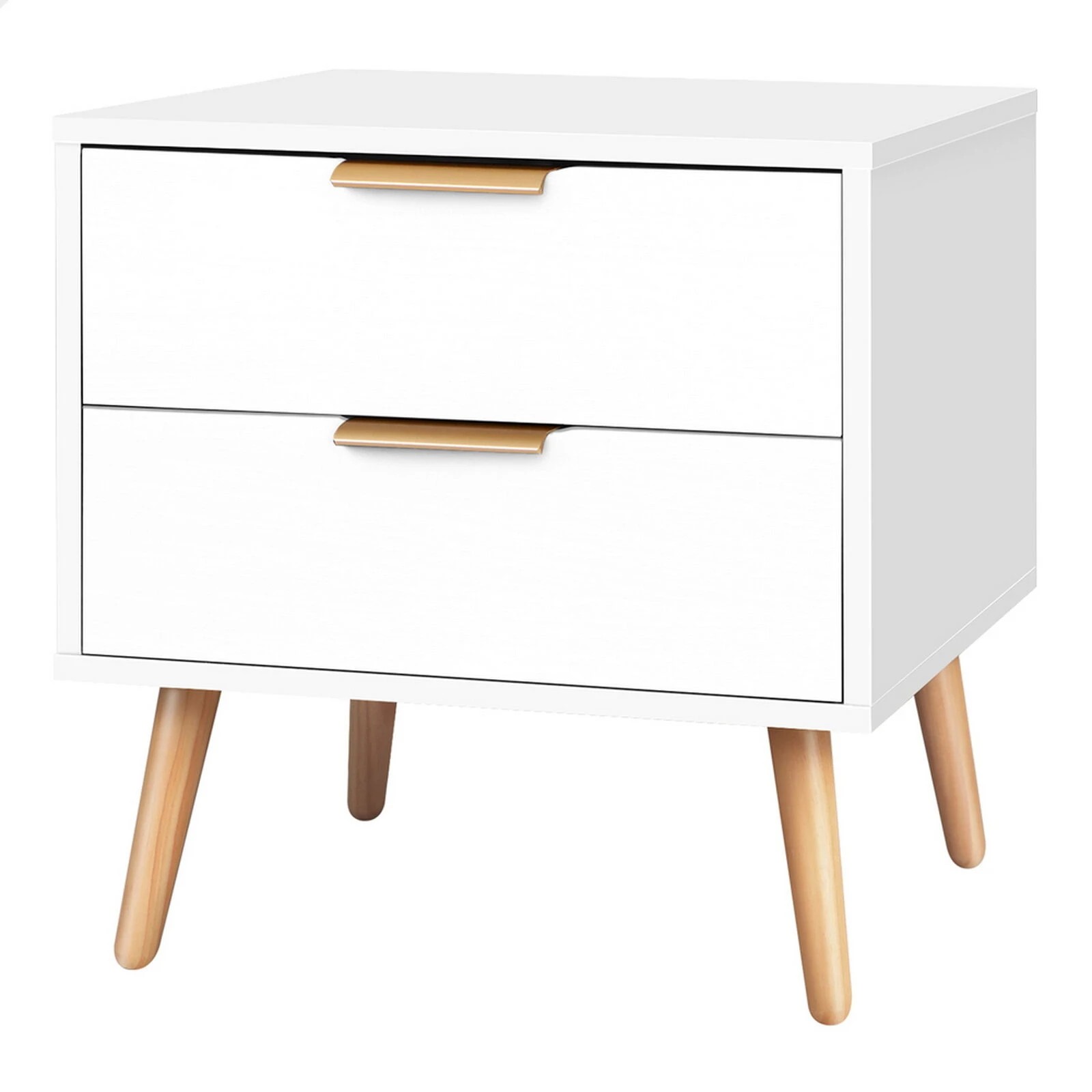 1 Alfordson Bedside Table Nightstand Side Storage Cabinet Scandinavian - White, 1 of 10