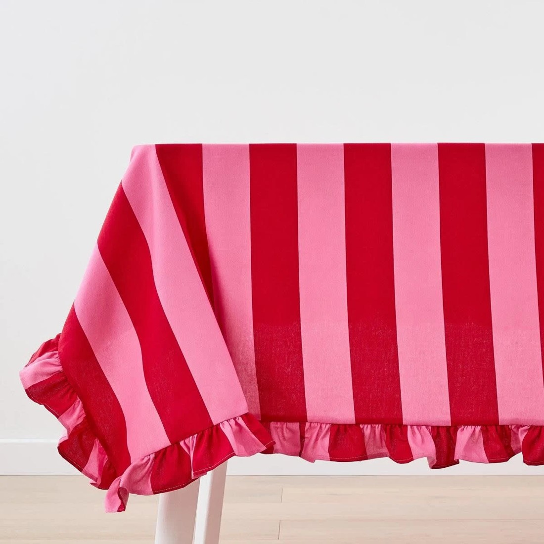 3 Pink/Red Stripe Extra Large Tablecloth, 3 of 5