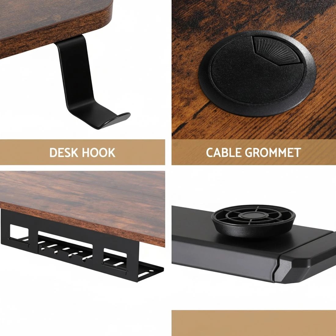 6 Artiss Electric Standing Desk Adjustable Motorised 120CM L Shaped Rustic - Brown, 6 of 10