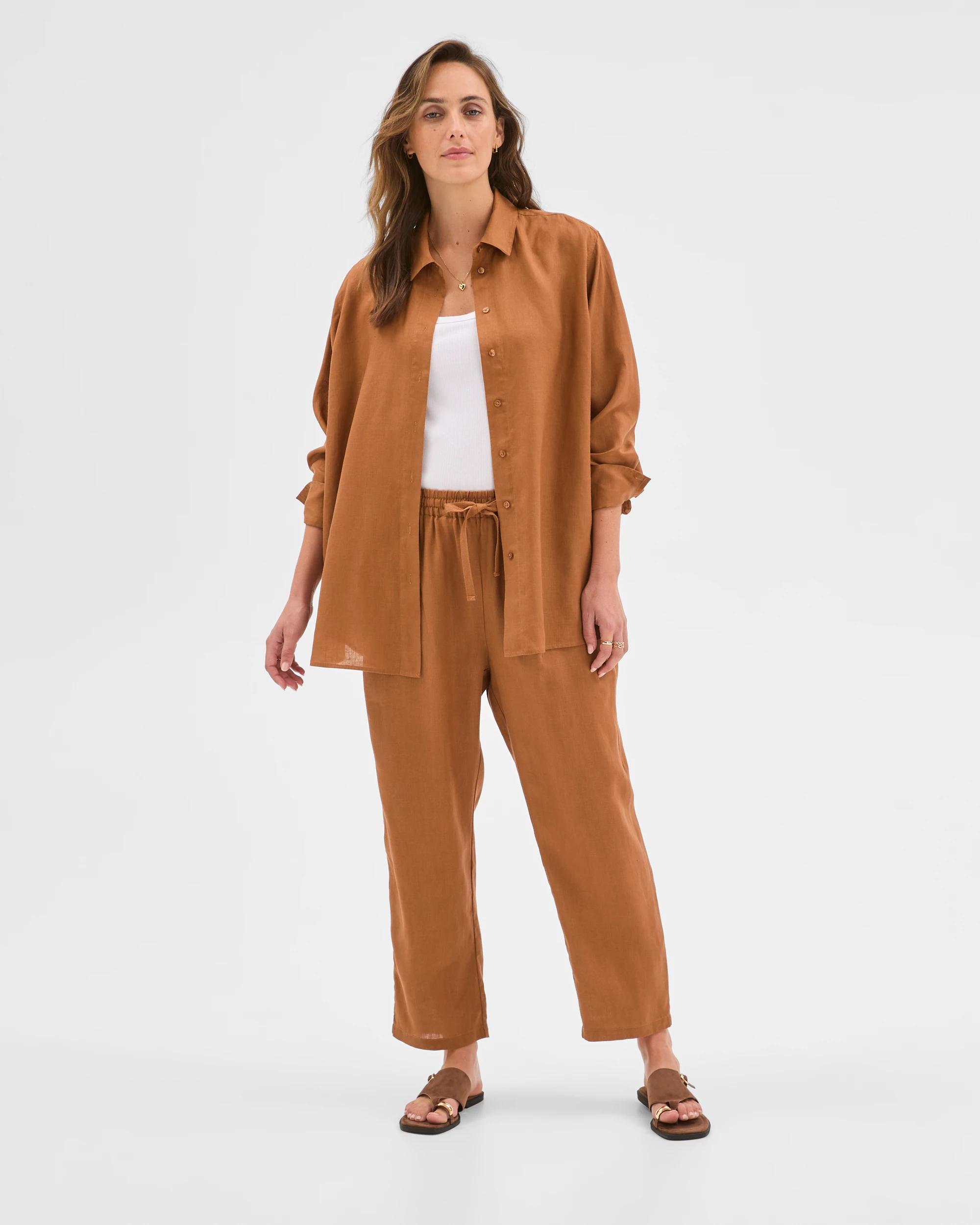 2 Target European Linen Long Sleeve Shirt BUTTERSCOTCH, 2 of 6