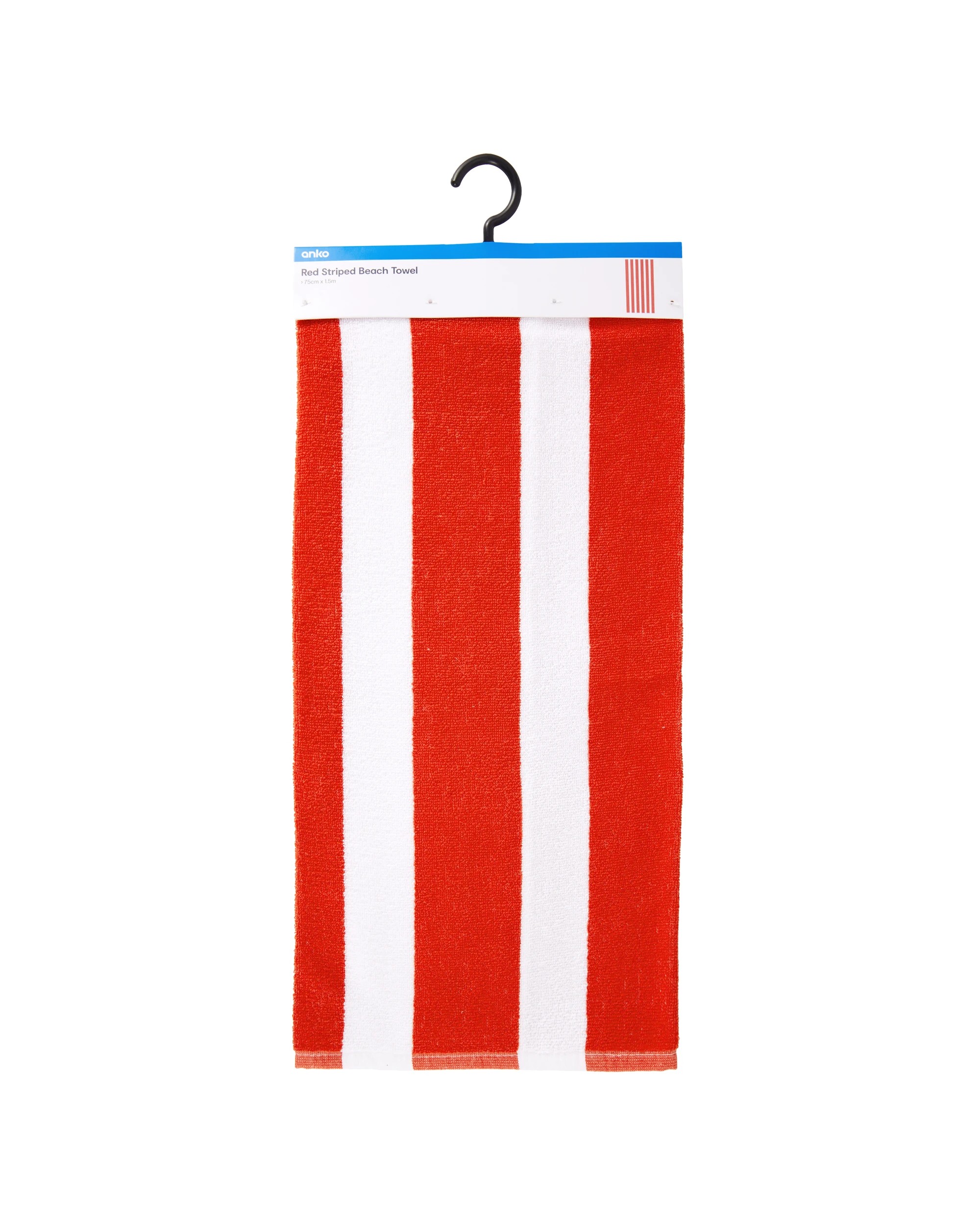 6 Cotton Striped Beach Towel - Red, 6 of 6