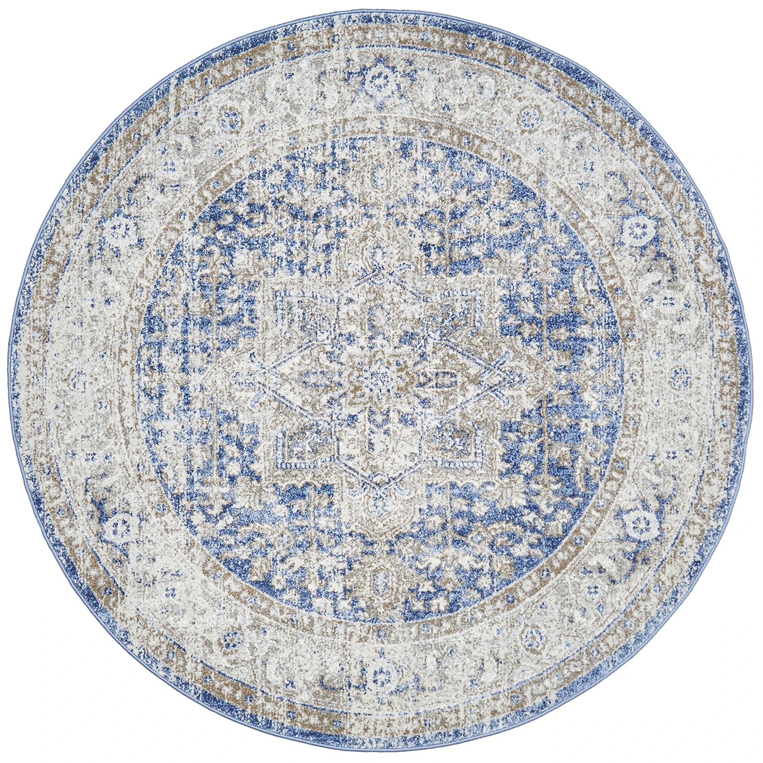 2 Common Ground Rugs Elite Hugo 240x240cm - Large Round Power Loomed Pet Friendly Rug - Blue, 2 of 9