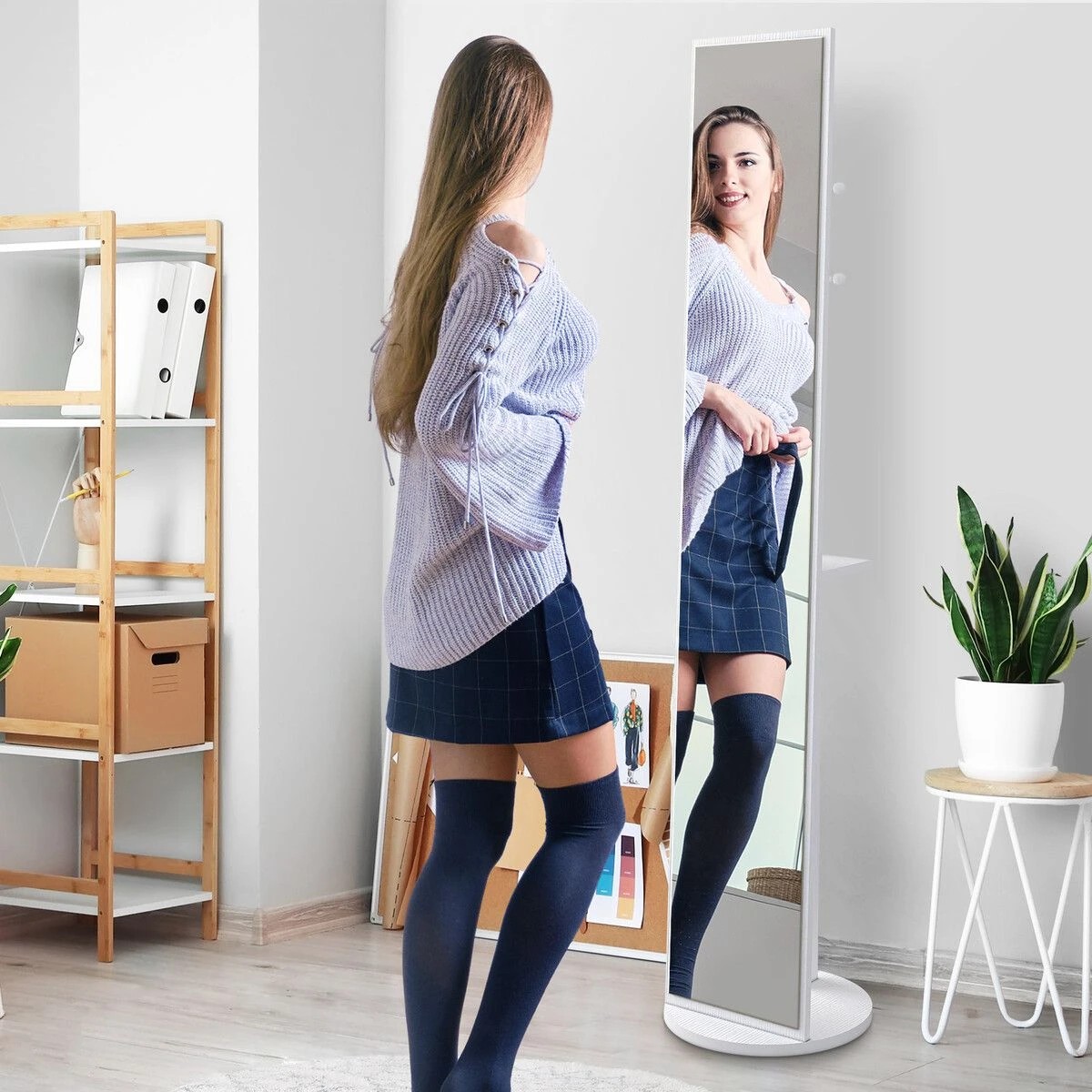 4 LUXSUITE Full Length Mirror Tall Floor Free Standing Body Long Dressing Makeup Hallway Bedroom Coat Rack Vintage, 4 of 9