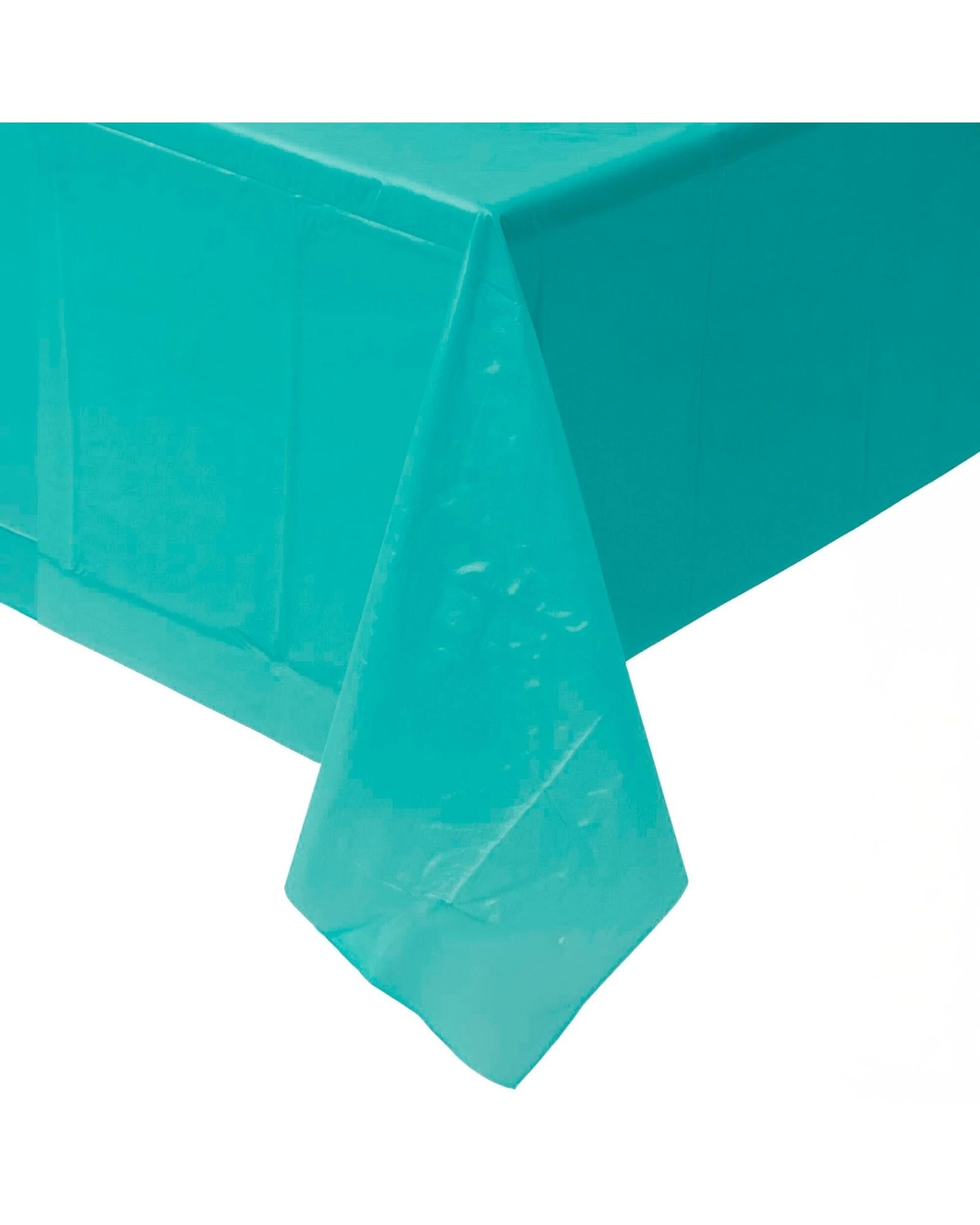 1 Unique Teal Rectangular Plastic Tablecloth - Teal, 1 of 2