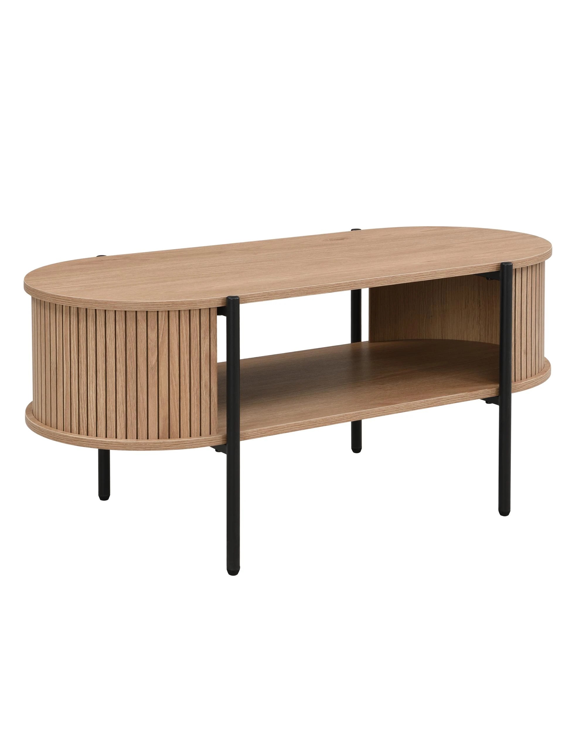 1 Kodu Coffee Table Oval Oak - Black, 1 of 10