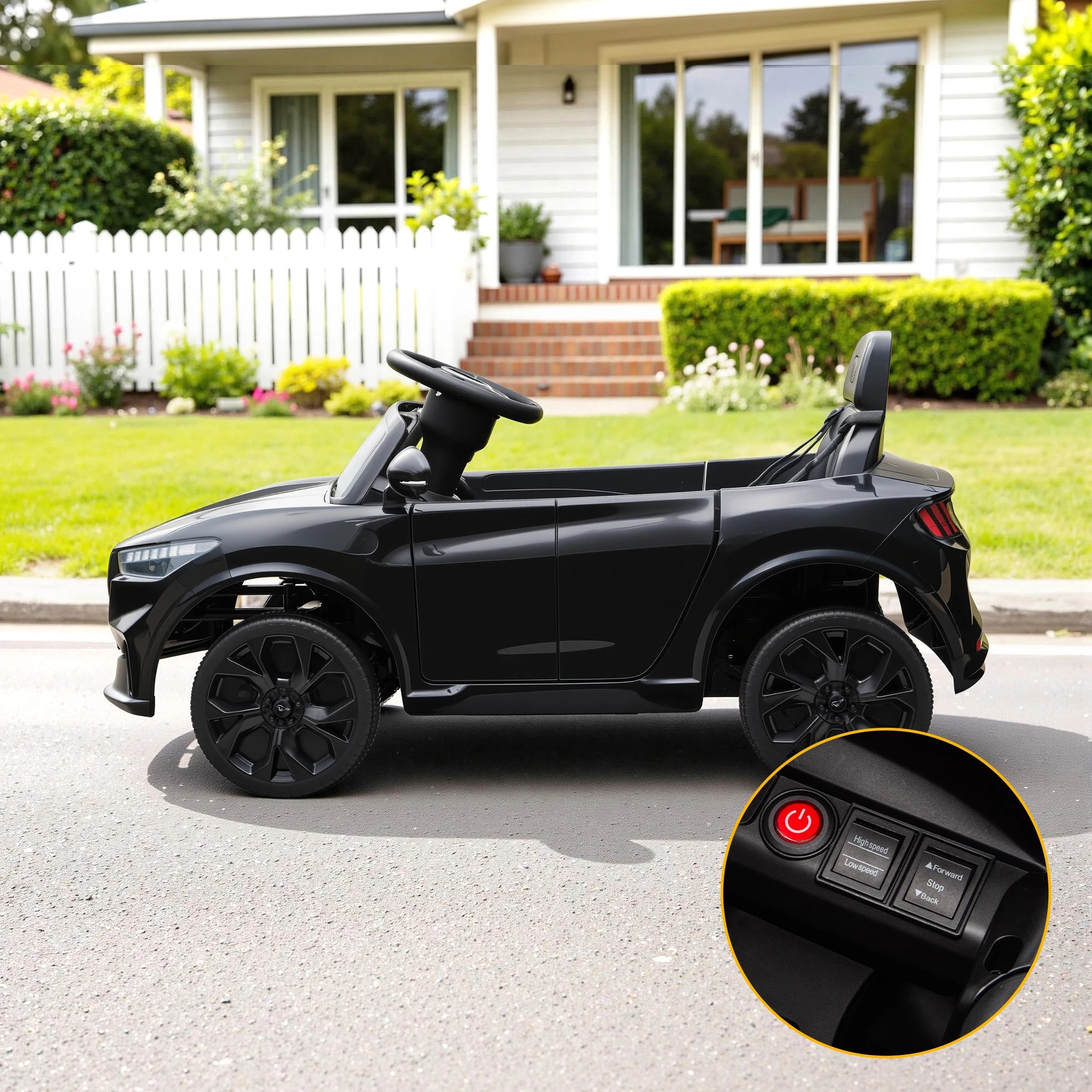 6 FORD Kids Ride On Car Licensed Ford 12V Electric Ride-On Toy with Remote Control Horn Music Headlights - Black, 6 of 9