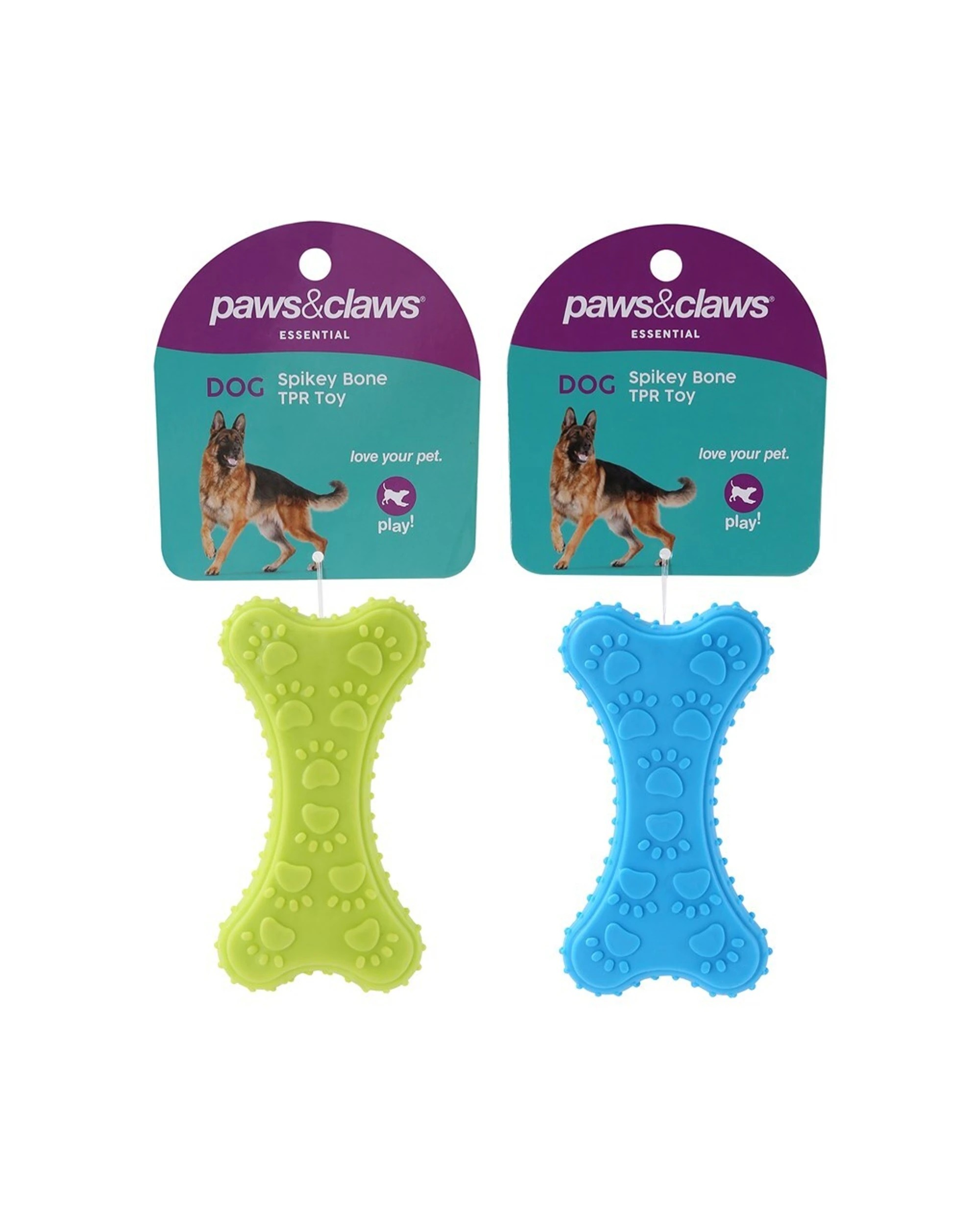 6 Paws And Claws 3pc 10cm TPR Spikey Bone Durable Chew Pet Toy - Multi, 6 of 6