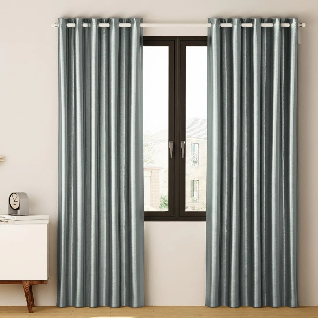 6 Artiss 2X Blockout Curtains Eyelet 140x230cm Shine - Grey, 6 of 6