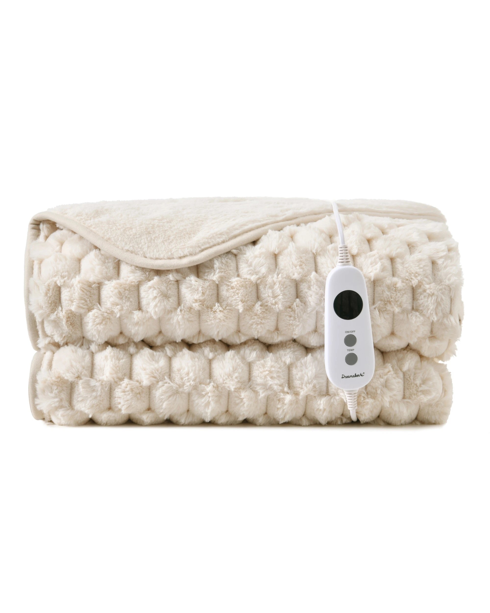 2 Dreamaker Emmett Textured Faux Fur Heated Throw 180x200cm - Cream, 2 of 9