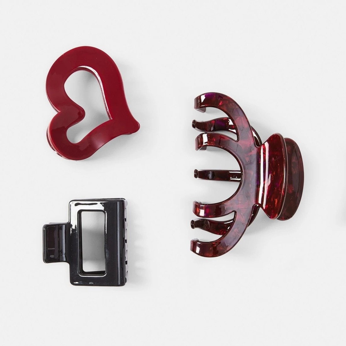 1 3 Pack Red and Black Mix Statement Claw Hair Clips, 1 of 4