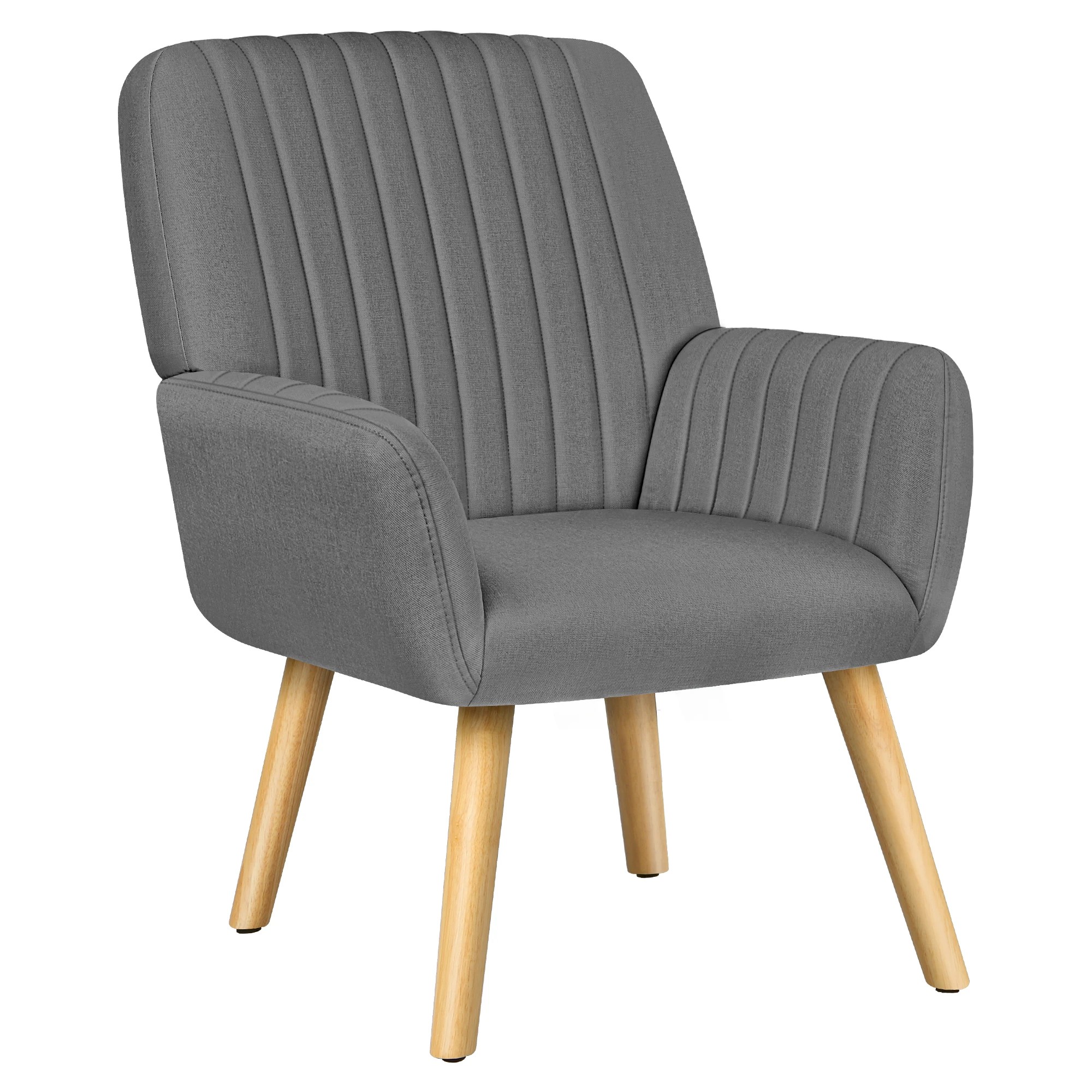 1 Alfordson Armchair Lounge Chair Upholstered Accent Chair Sofa Couch Light - Light Grey, 1 of 9