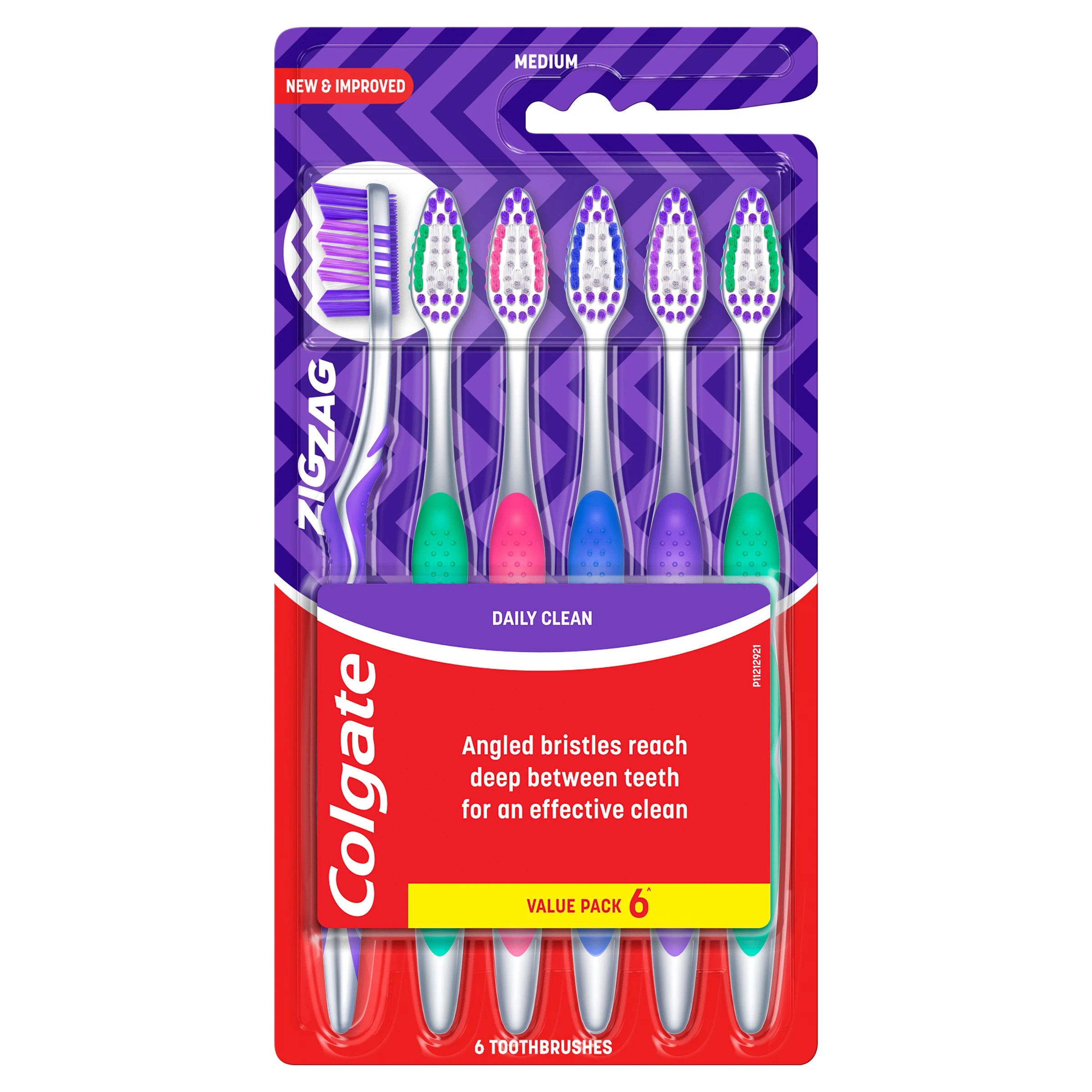 1 Colgate 6 Pack Medium ZigZag Toothbrushes, 1 of 2