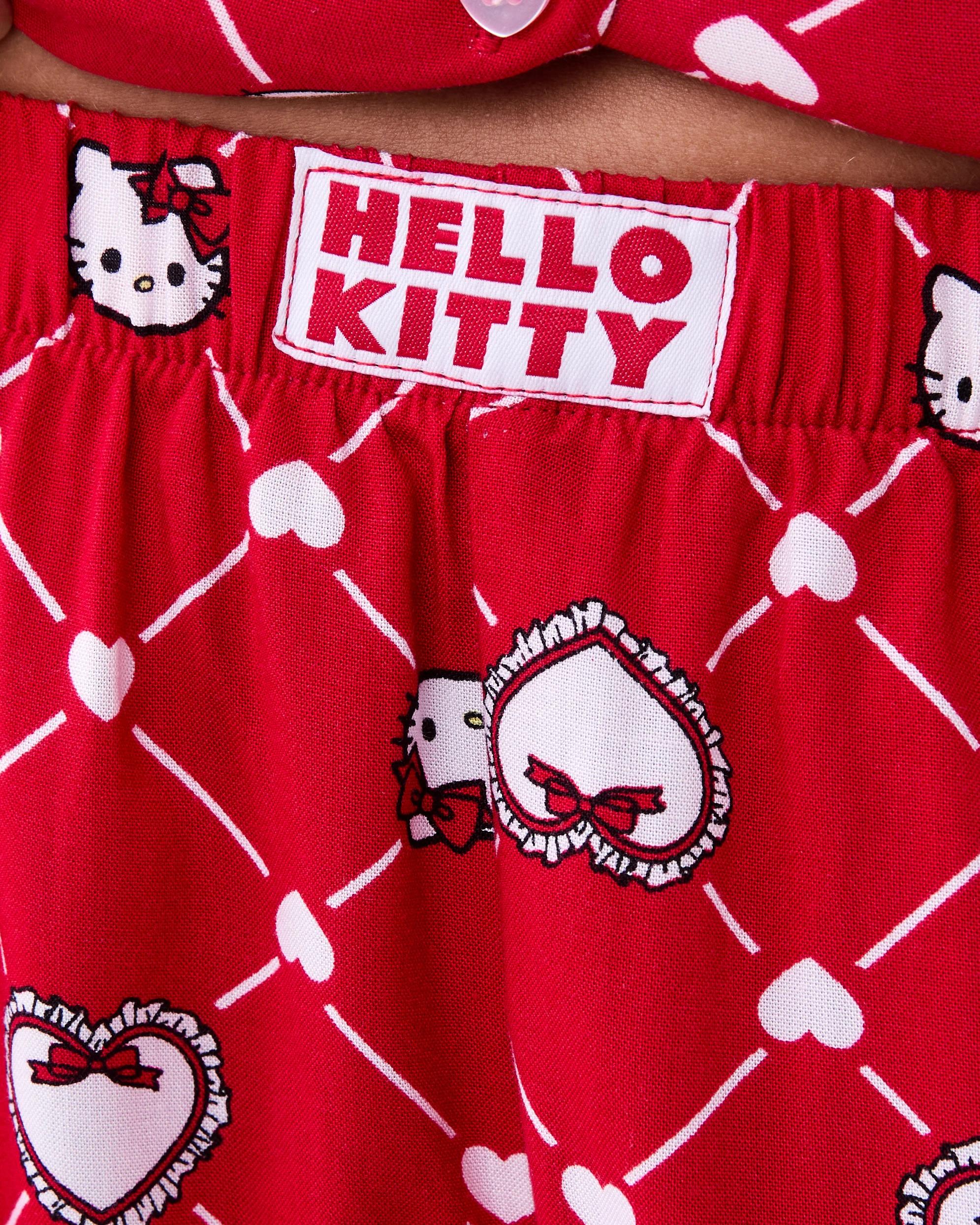 7 Hello Kitty License Frill Short Sleeve Top and Shorts Woven Boxy Pyjama Set Kitt Heart, 7 of 10