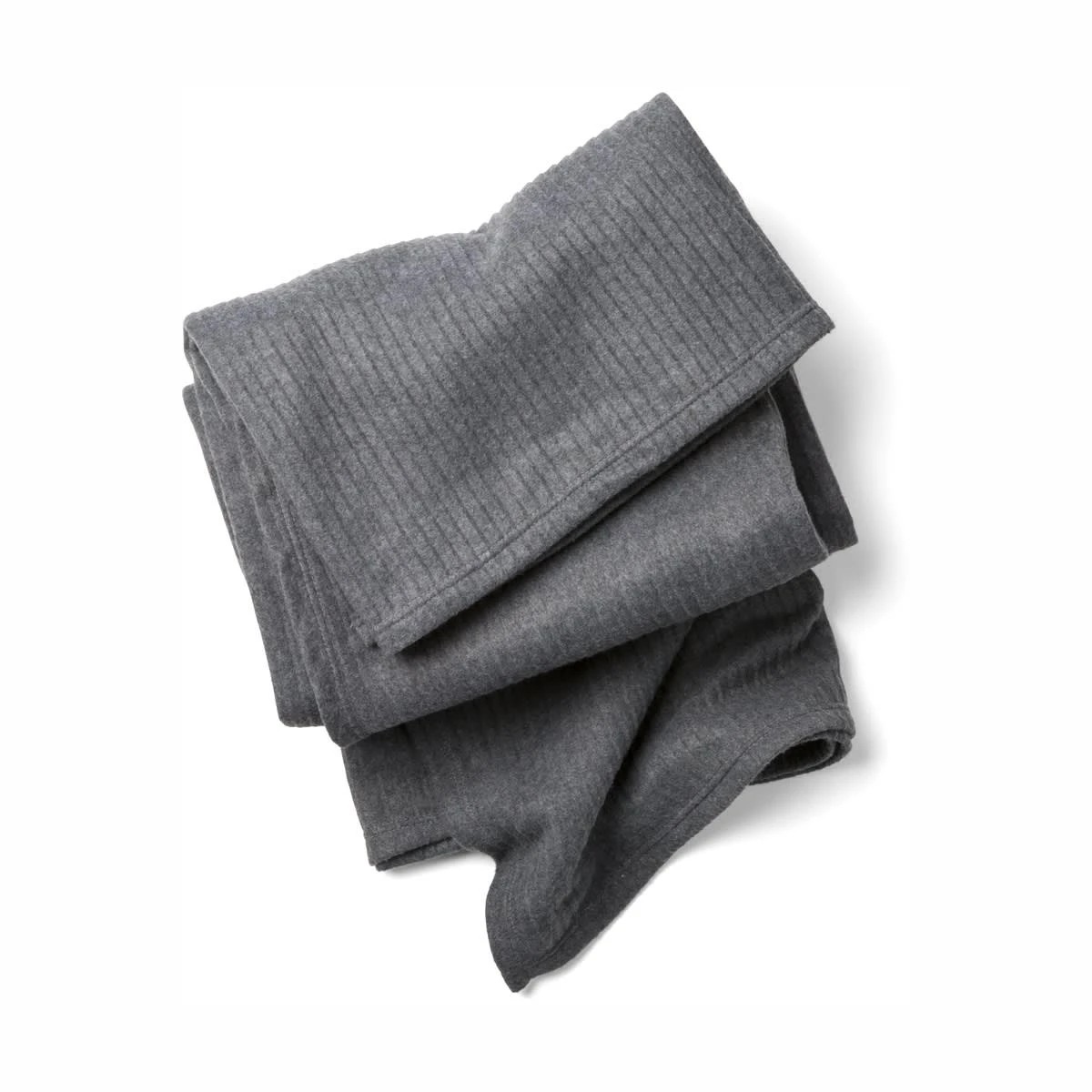 2 Ribbed Polar Fleece Blanket - Queen/King Bed, Grey, 2 of 2