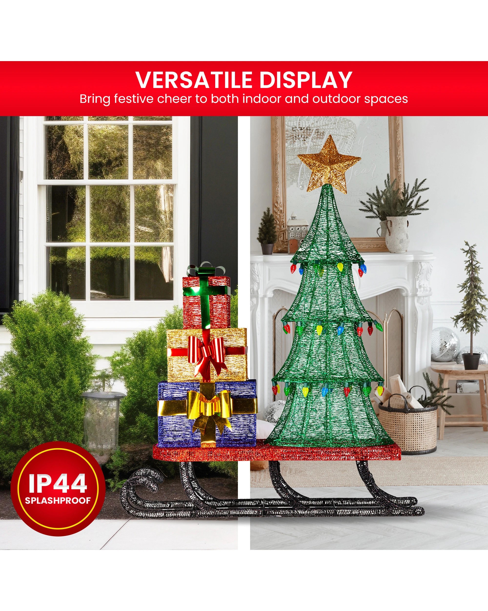 6 Christabelle Christmas Display Sled With Tree And Presents - 183cm, 6 of 8