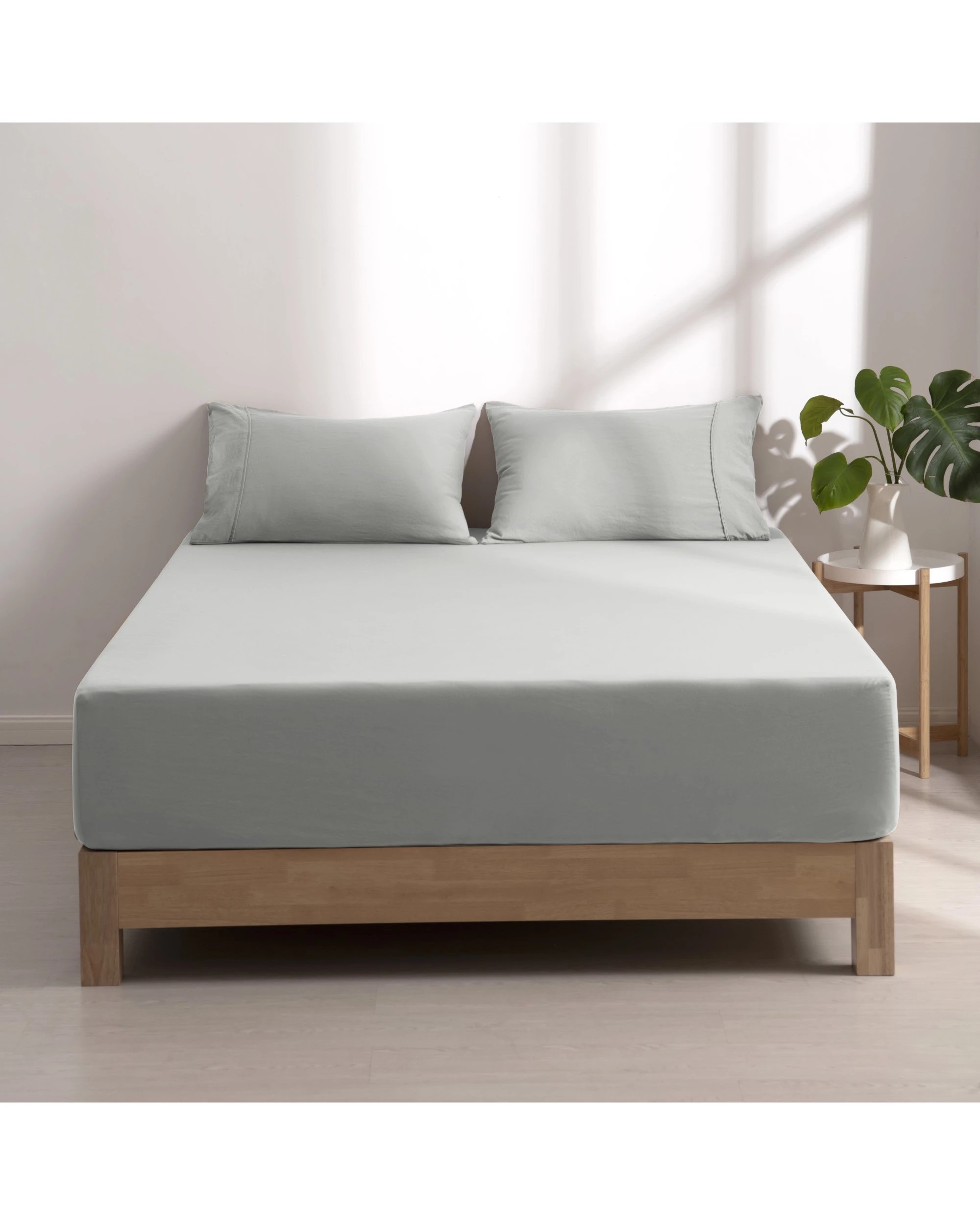 1 Dreamaker Superfine Washed Microfibre Combo Fitted Sheet Set - Single Bed - Dove Grey, 1 of 8