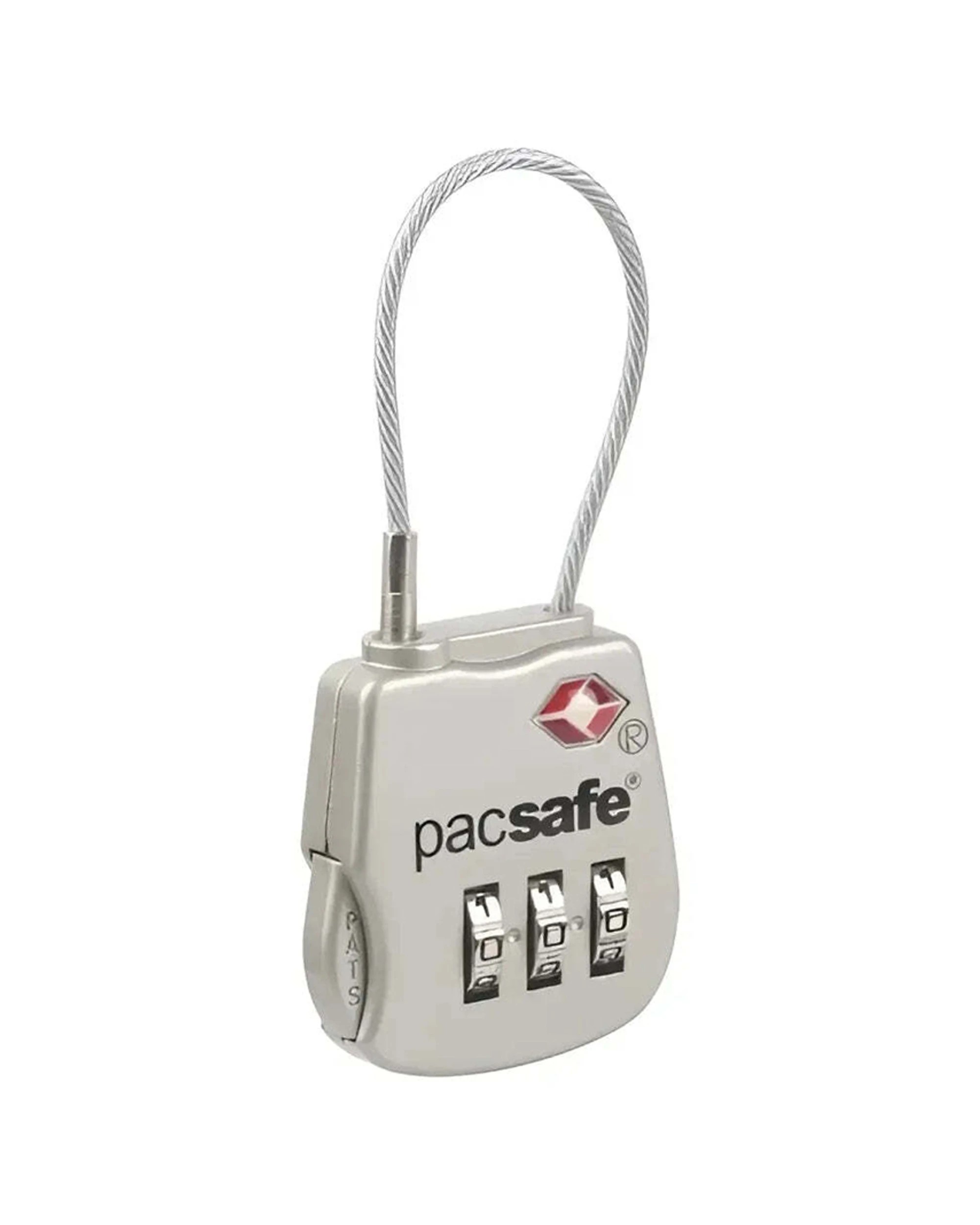 1 Pacsafe Prosafe 800 TSA Accepted 3-Dial Cable Lock High Tensile Security - Silver, 1 of 1