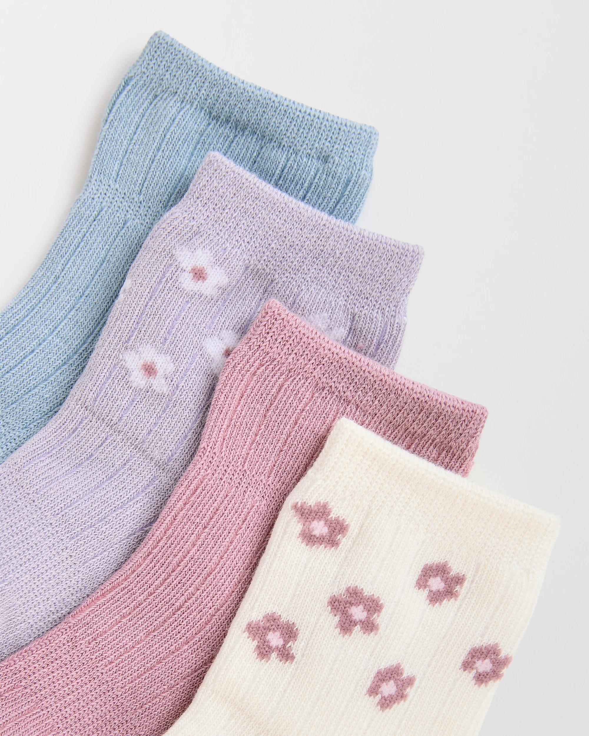 2 Target Baby Baby Australian Cotton Blend 4 Pack Rib Crew Socks LILAC FLORAL, 2 of 3