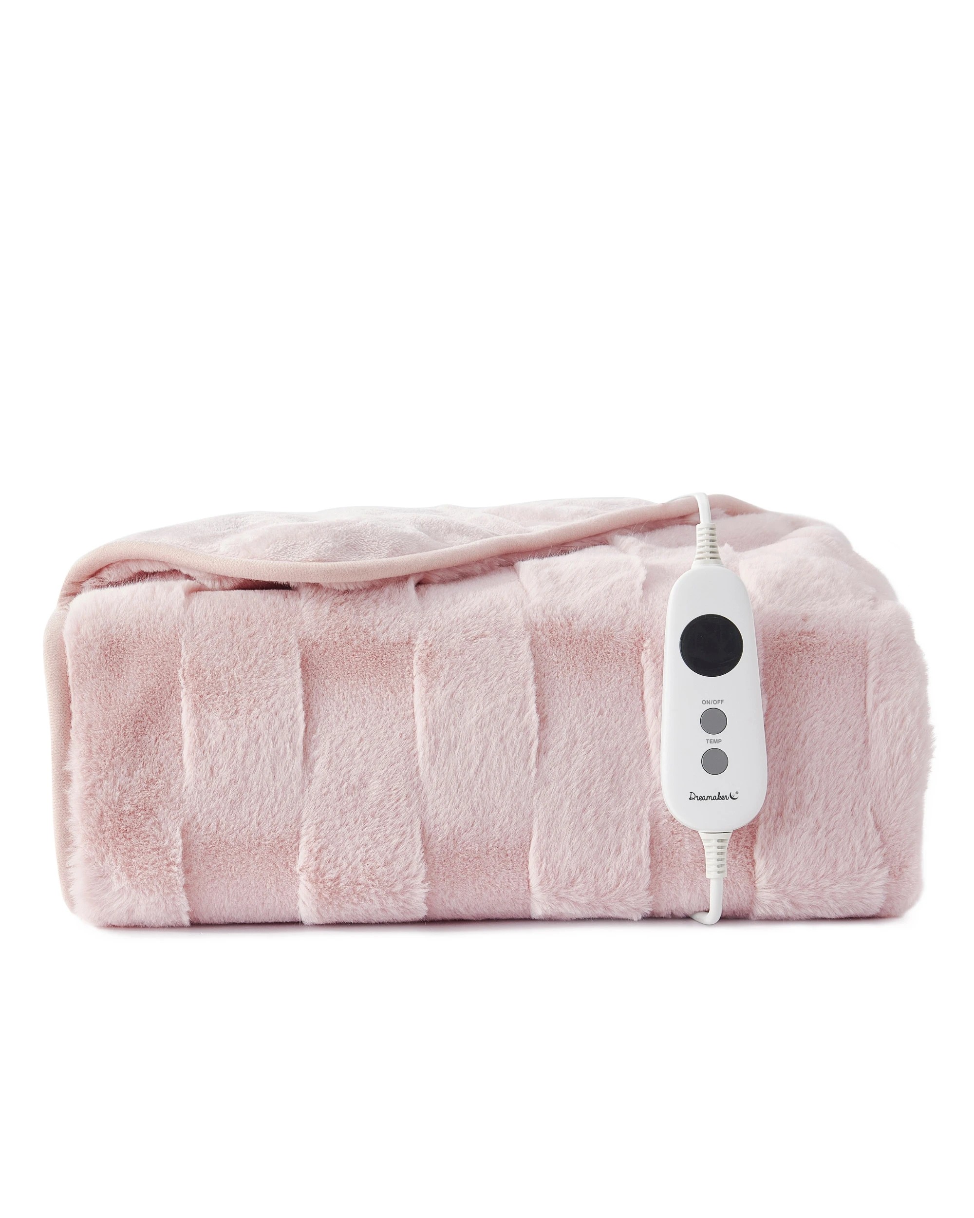2 Dreamaker Basketweave Faux Fur Heated Throw 130x160cm - Blush Pink, 2 of 10
