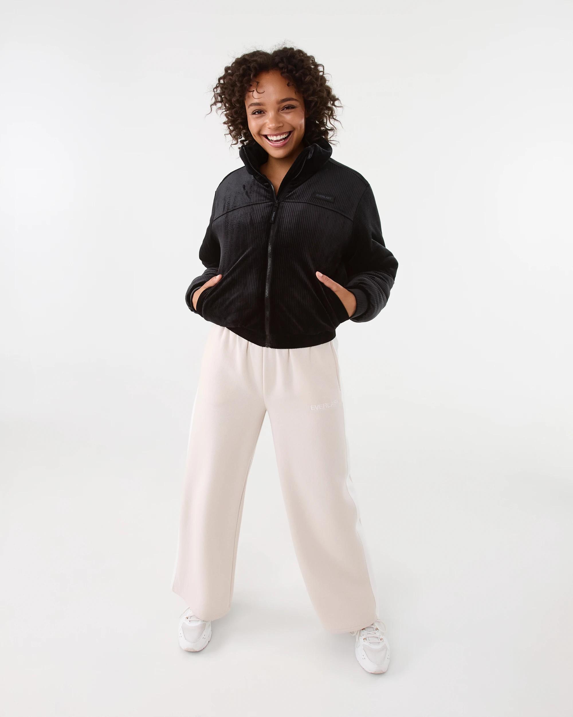 3 Everlast Womens Ribbed Velour Jacket Black, 3 of 8