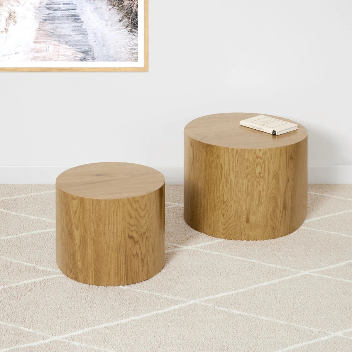 1 Set of 2 Oak Look Coffee Tables, 1 of 8