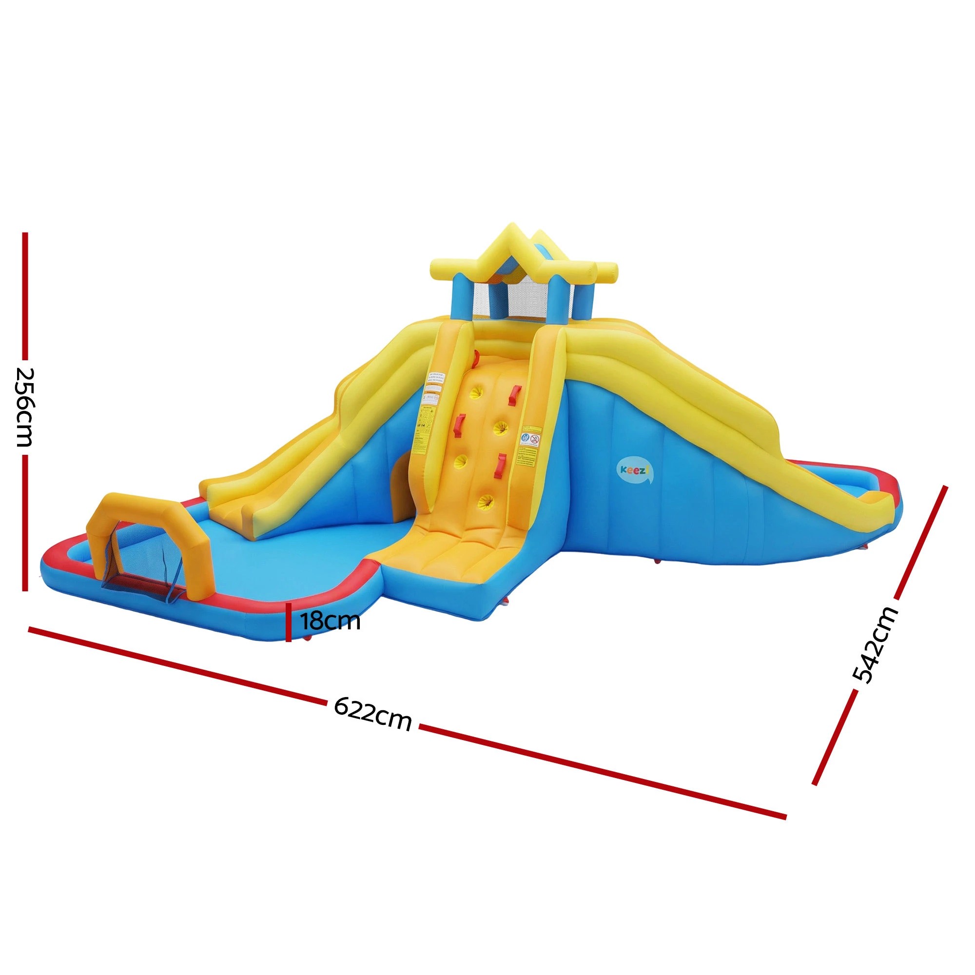 2 Keezi Inflatable Kids Pool Water Slide Splash Castle Dual Slides Football Water Cannon Basketball 622cmx542cm - Multi, 2 of 10
