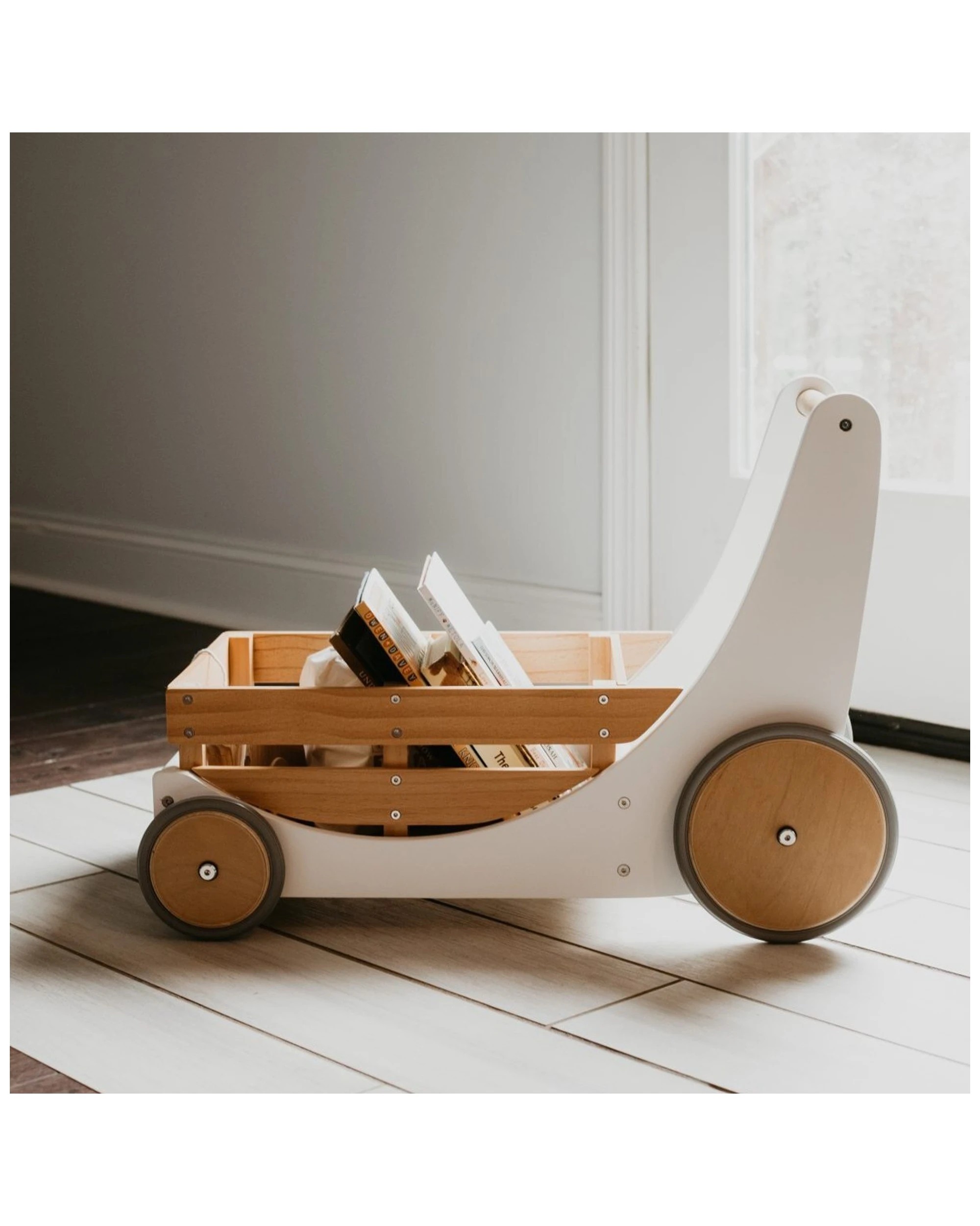 8 Kinderfeets Wooden 62cm Cargo Walker Baby Toddler Walker Wagon 12 Months Plus
 - White, 8 of 8