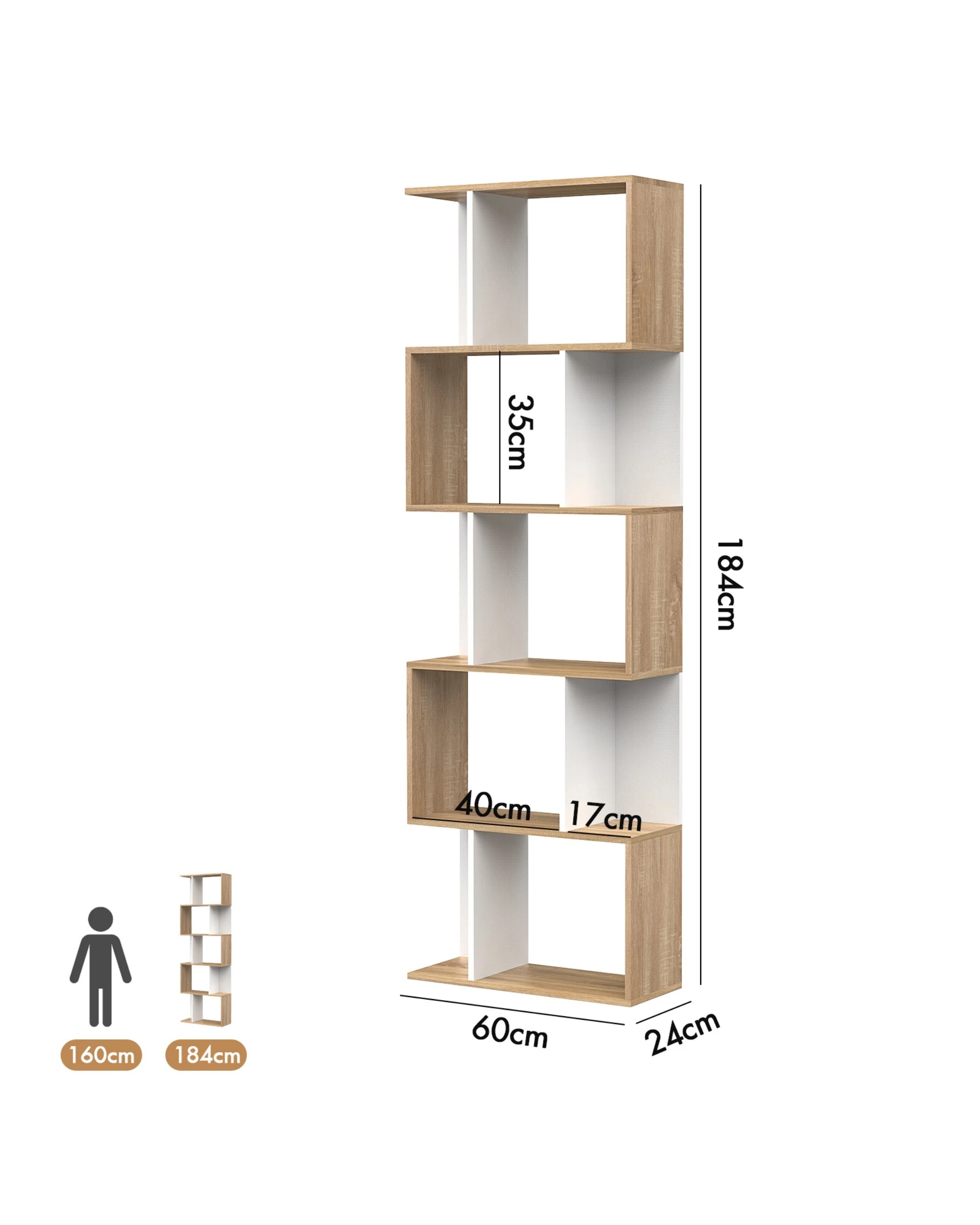 2 Advwin 5-Tier Cube Bookshelf Storage Bookcase Display Shelf, 2 of 8
