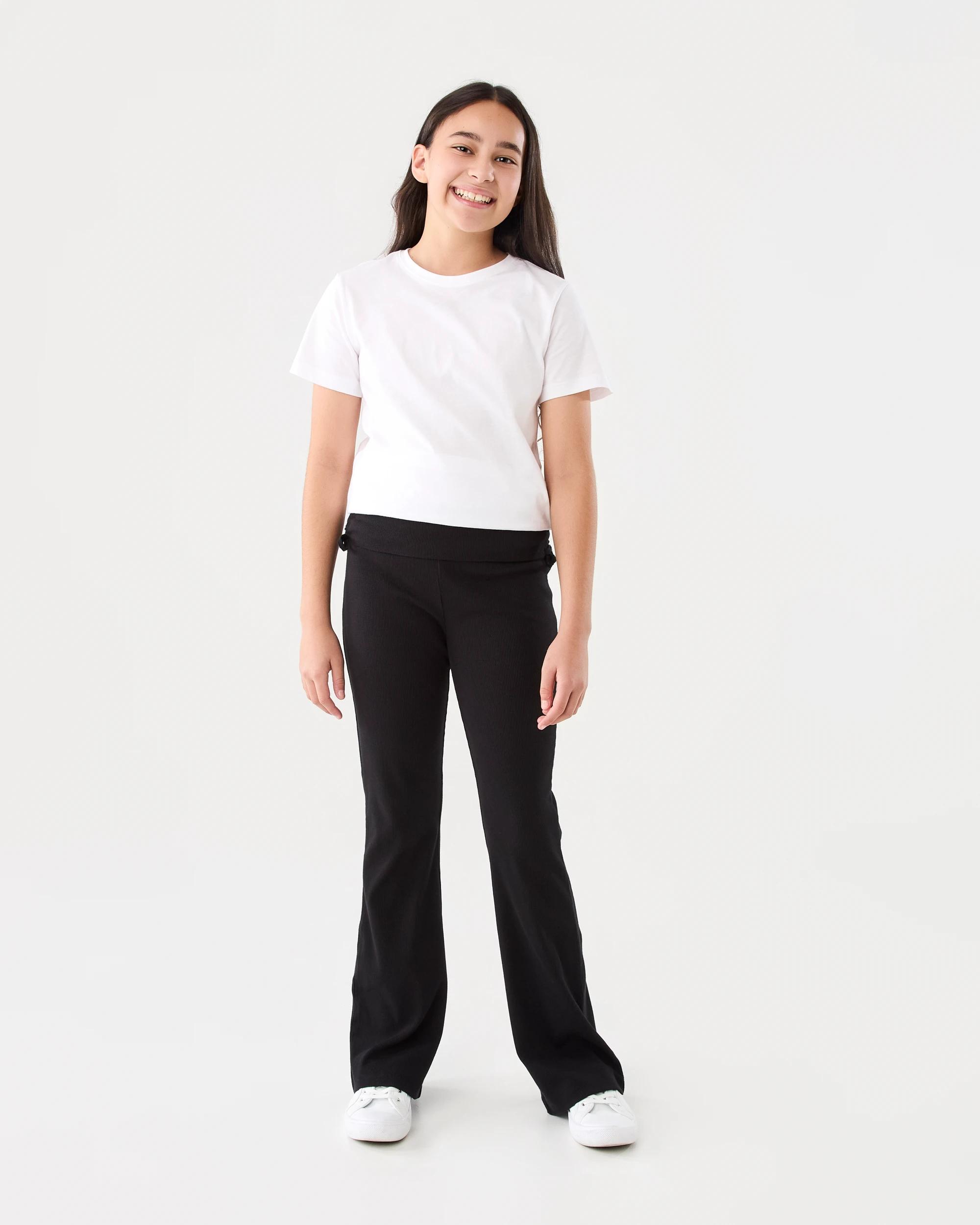 5 Tie Detail Fold Over Waist Leggings Black, 5 of 6