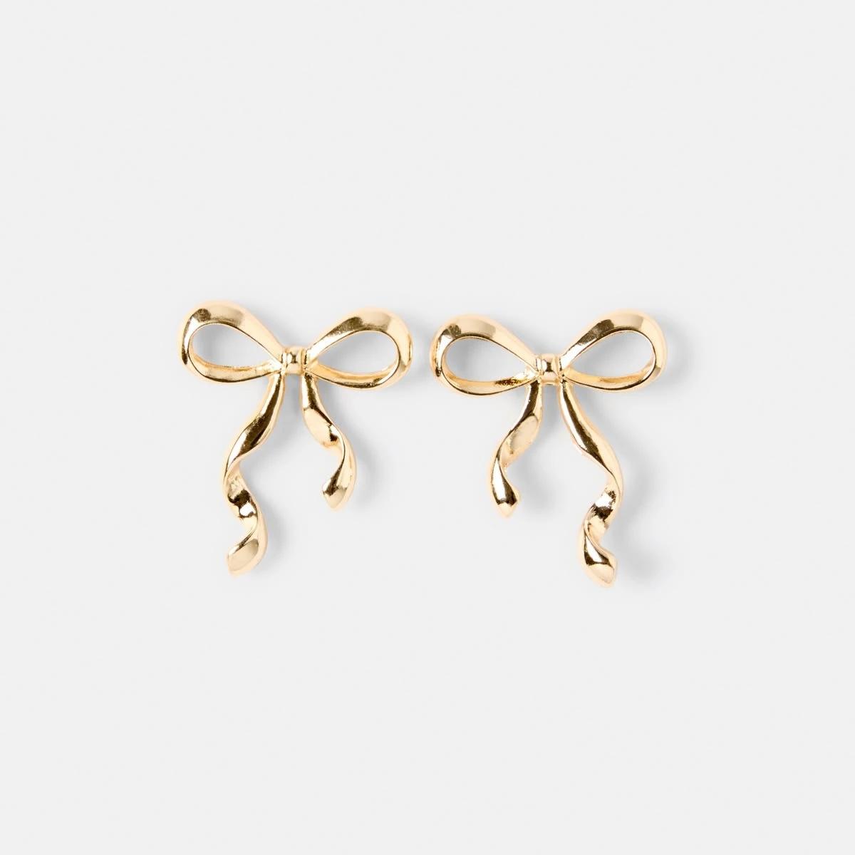 1 Bow Stud Earrings - Gold Tone Gold, 1 of 5