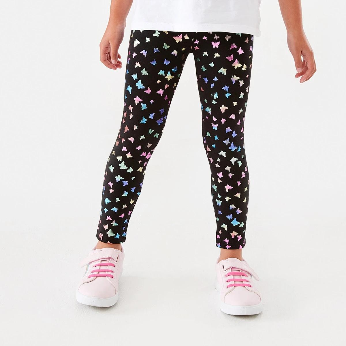 1 Foil Leggings Blk Bfly, 1 of 8