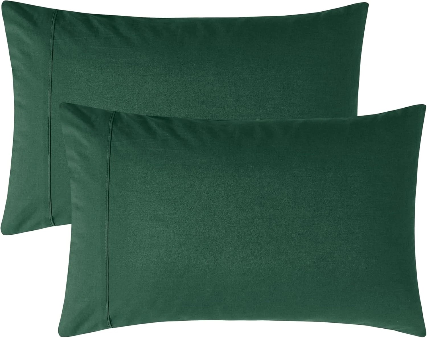4 Gioia Casa Vintage Washed Cotton Fitted Sheet Set Soft Breathable - Double Bed - Forest Green, 4 of 4
