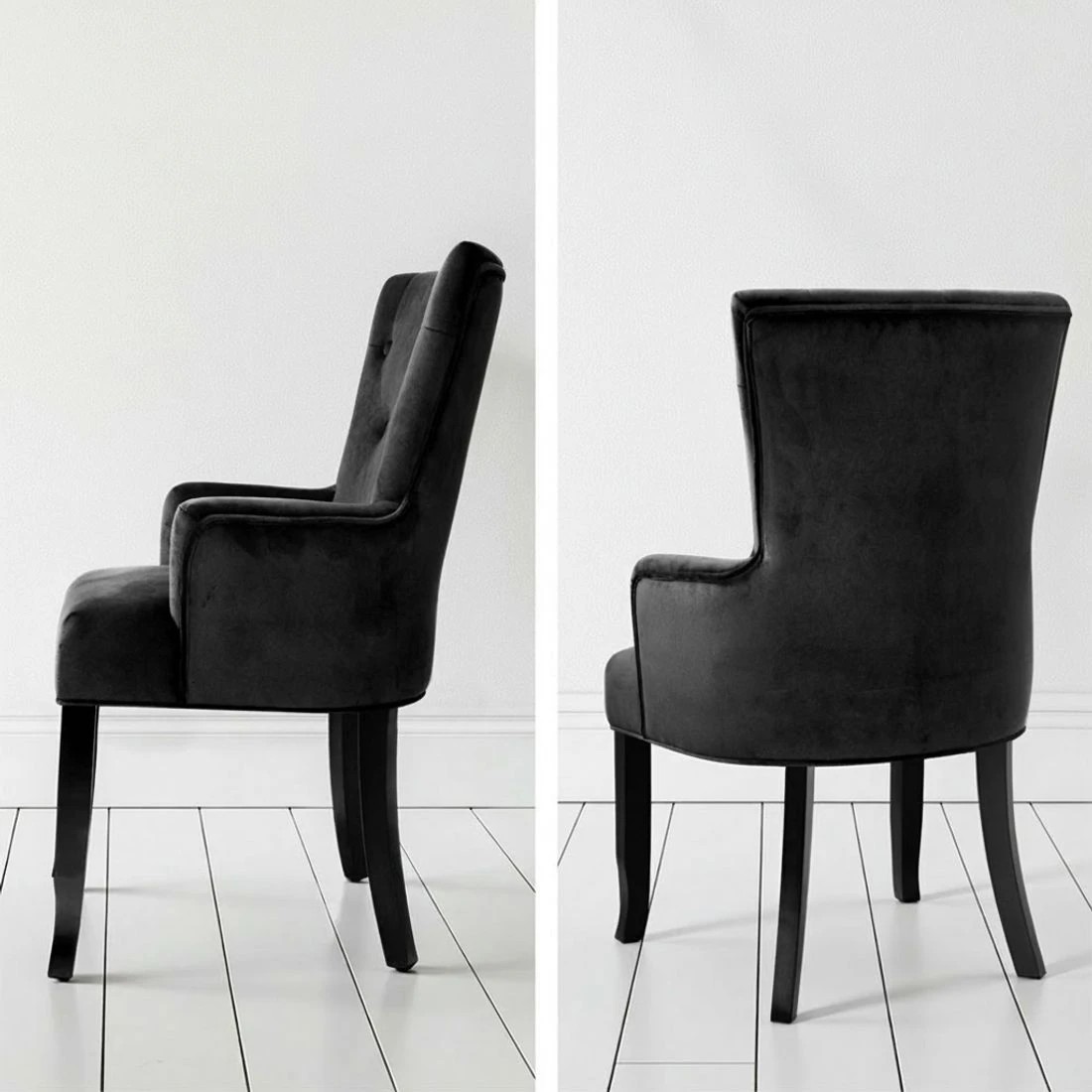4 4x Artiss Dining Chairs Velvet French Provincial Armchair - Black, 4 of 5