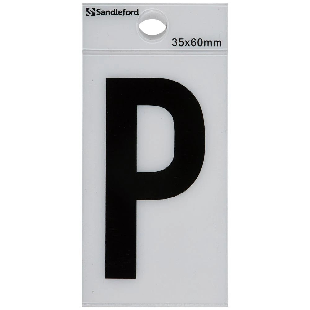 1 Sandleford P Self-adhesive Letter White 60 x 35mm, 1 of 1