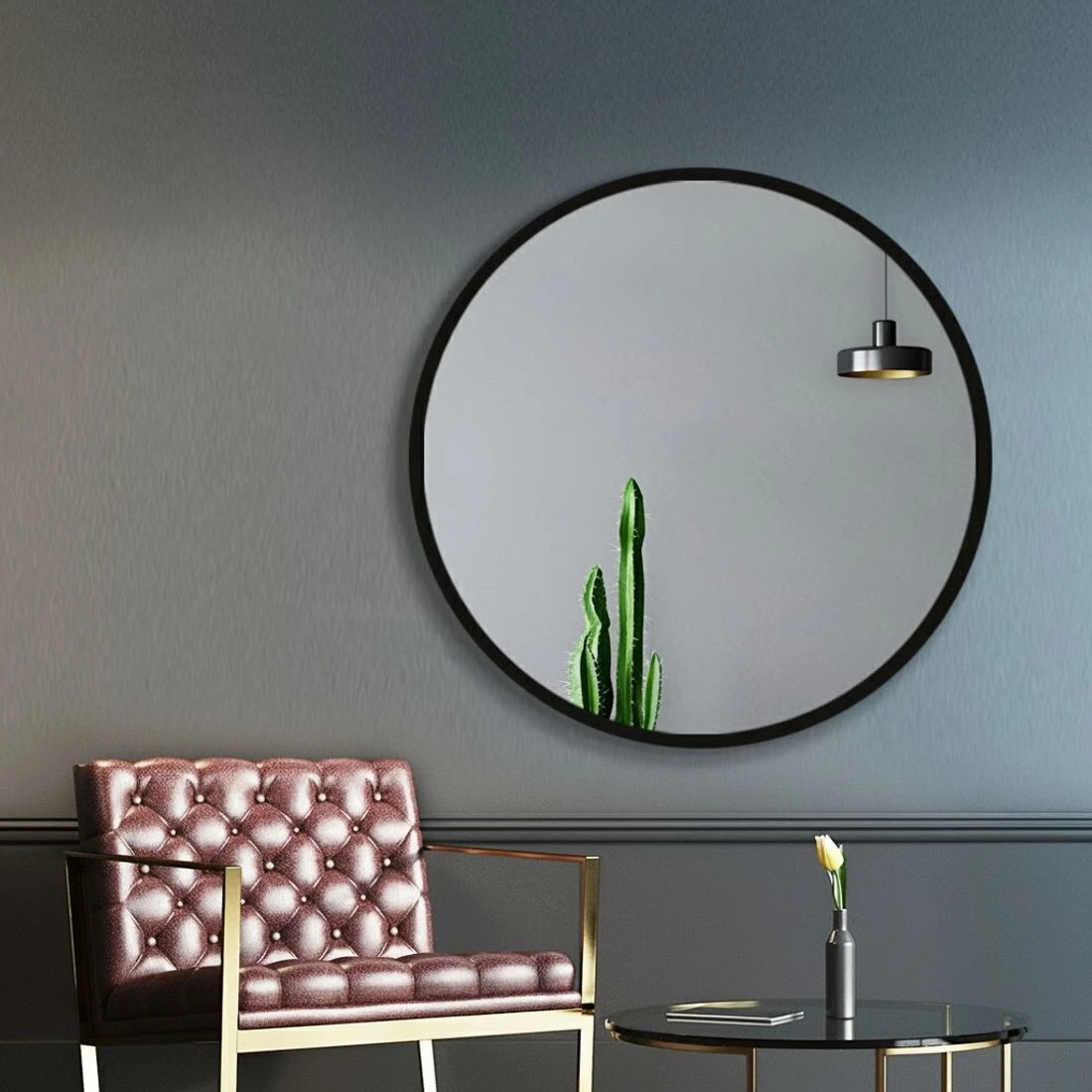 6 Embellir Wall Mirror Makeup 70cm Home Decor Framed Mirrors Bathroom Round - Multi, 6 of 6