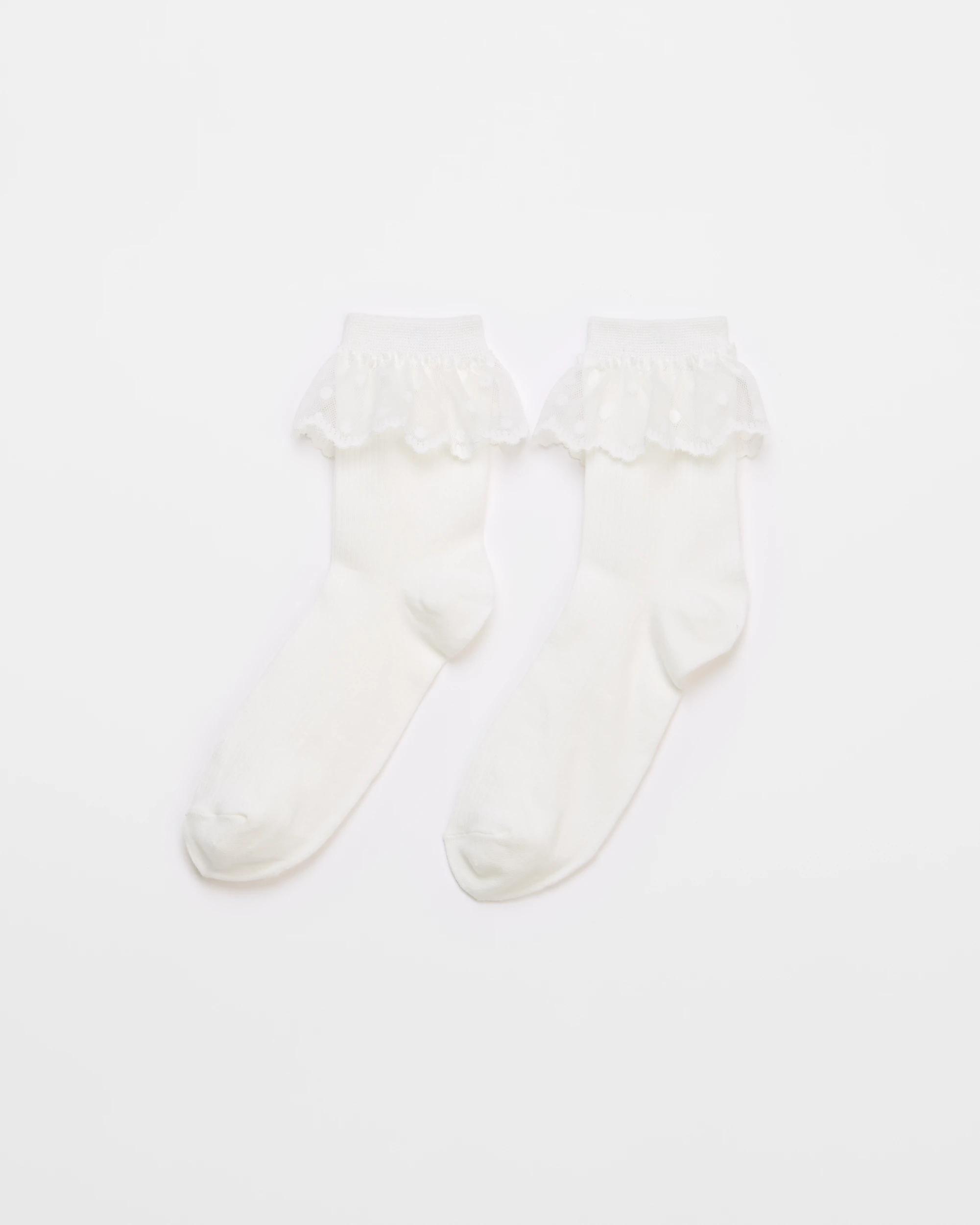 1 Target Australian Cotton Blend Womens Lace Trim Quarter Crew Fashion Socks WHITE, 1 of 3