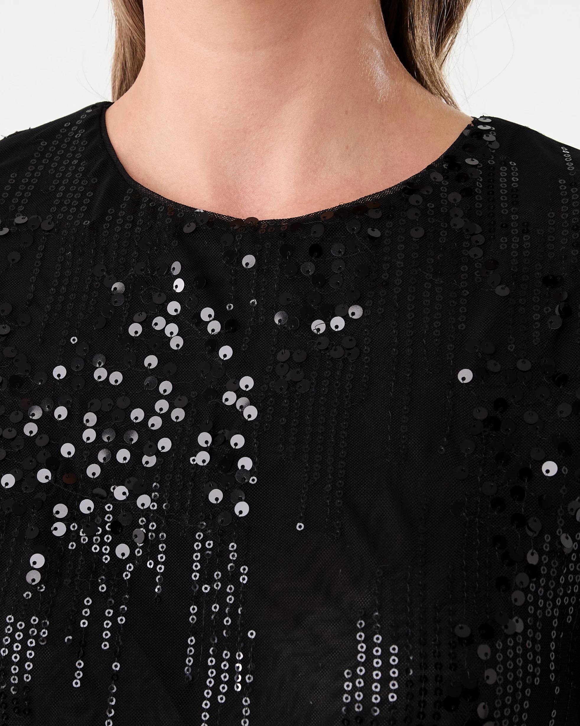 5 Short Sleeve Sequin Top Black, 5 of 6