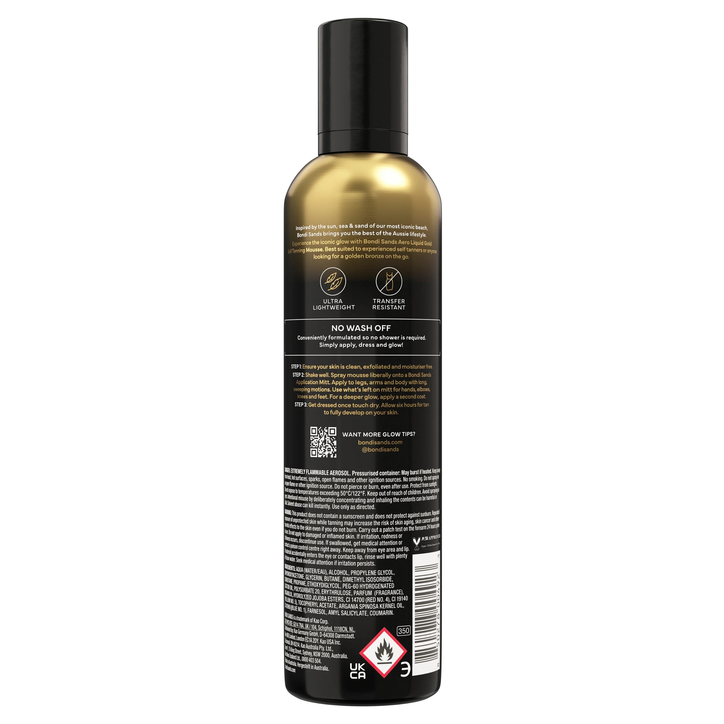 2 Bondi Sands Aero Aerated Self Tanning Foam Liquid 225ml - Coconut Scent - Gold, 2 of 2