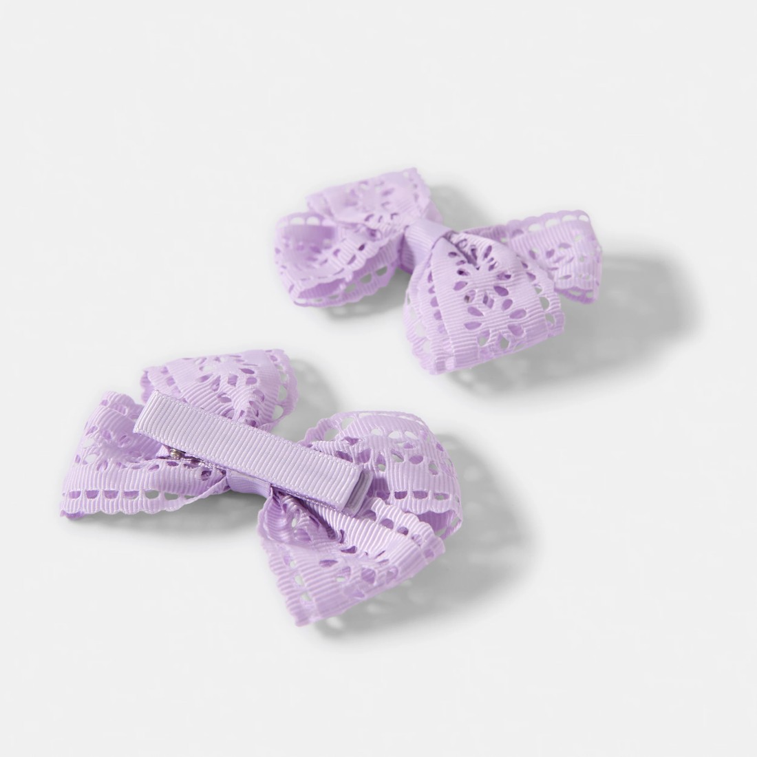 3 2 Pack Purple Laser Cut Bow Hair Clips, 3 of 5