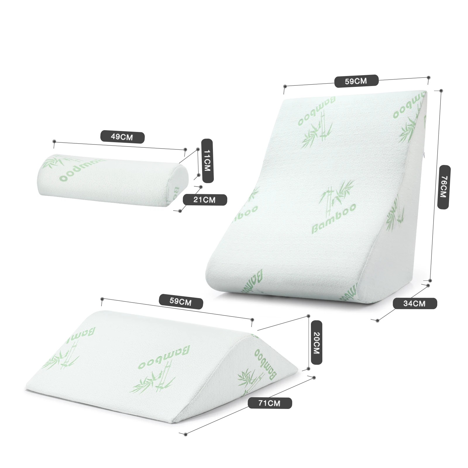 4 Luxdream 3 Pcs Foam Bed Wedge Pillow Headrest Leg Elevation Pillow Breathable Cover, 4 of 9