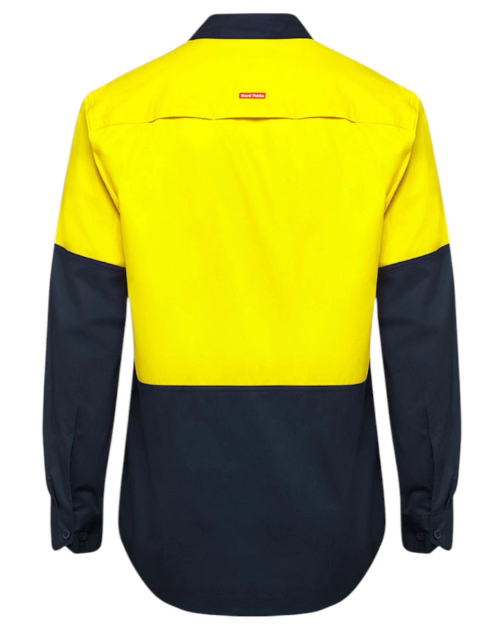 3 Hard Yakka  Basic 2 Tone Long Sleeve Vented Drill Shirt Yellow Navy YELLOW/NAVY, 3 of 6
